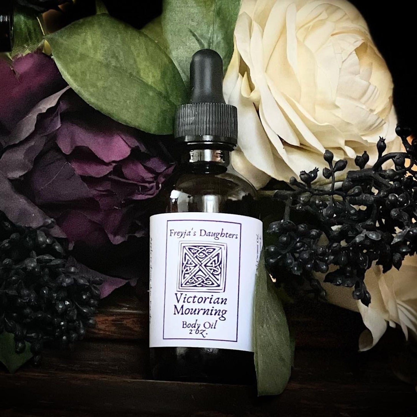 Victorian Mourning Perfume Oil, Pink Roses, Lilies and Greenery