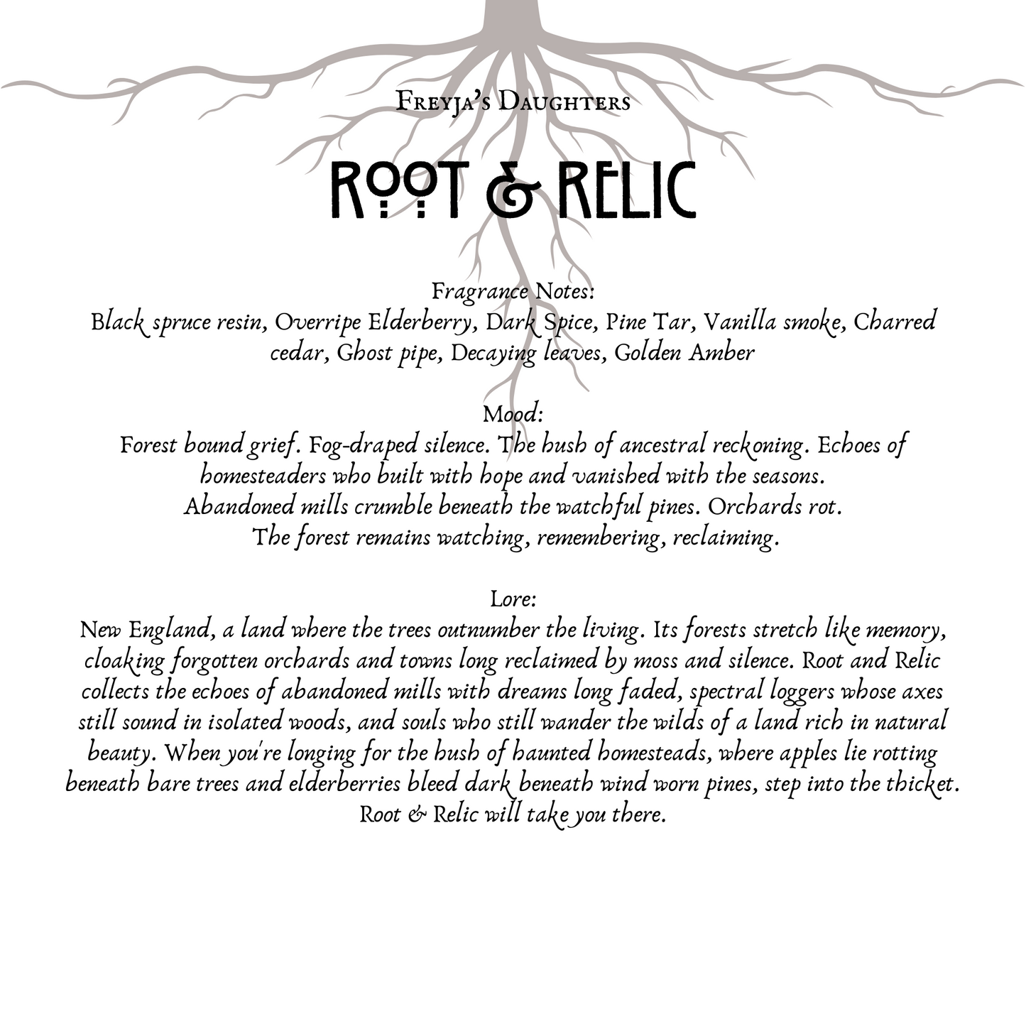 Root & Relic Perfume Oil, Gothic Hauntlands Collection, New England Gothic