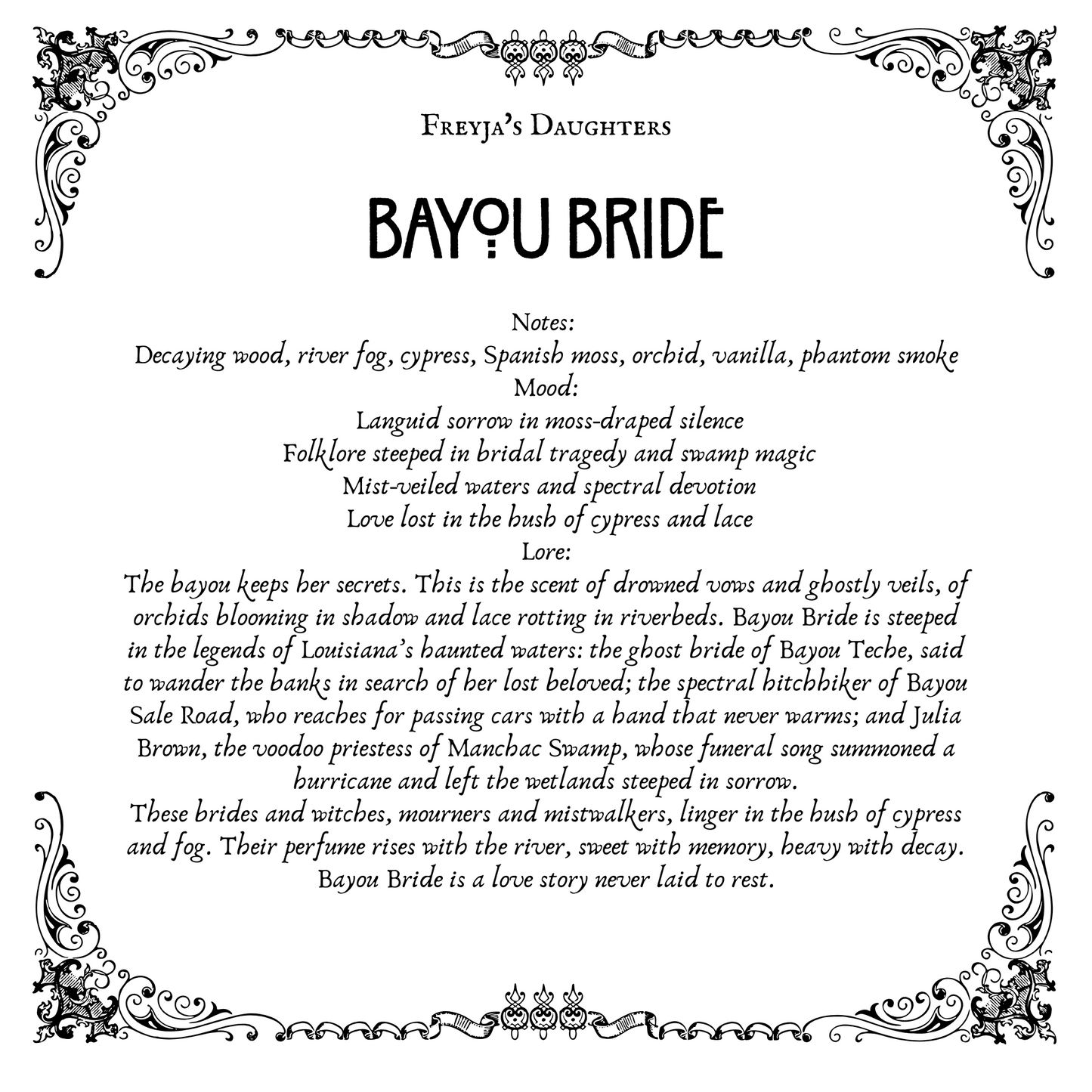 Bayou Bride Perfume, Gothic Hauntlands Collection, Bayou Gothic