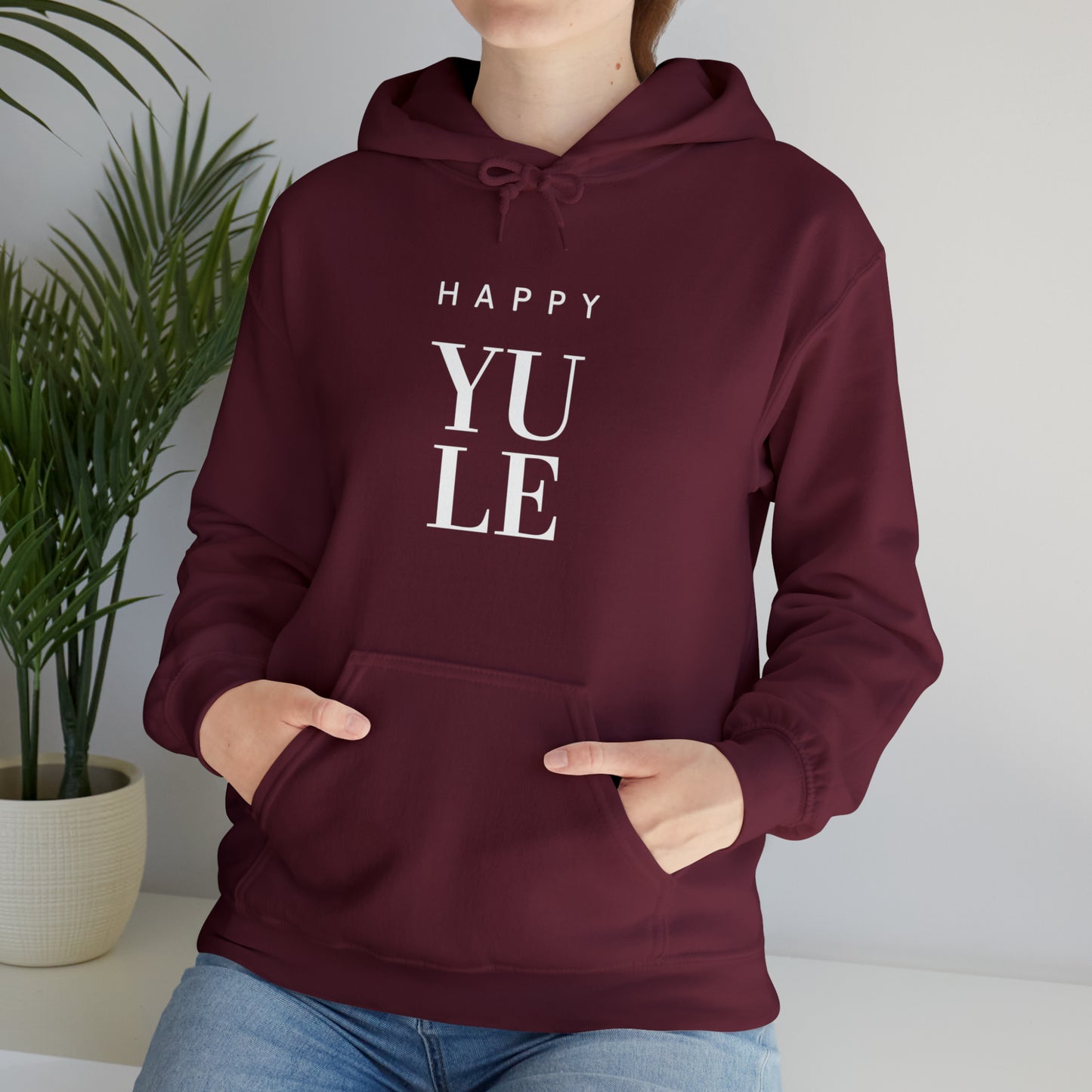 Happy Yule Hoodie, Pagan Holiday Heavy Blend Hooded Sweatshirt