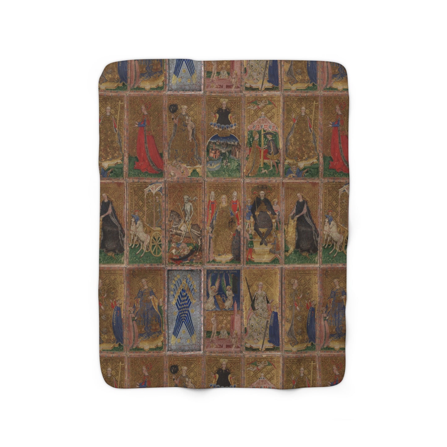 Visconti di Modrone Tarot Sherpa Throw Blanket, Medieval Italian art blanket