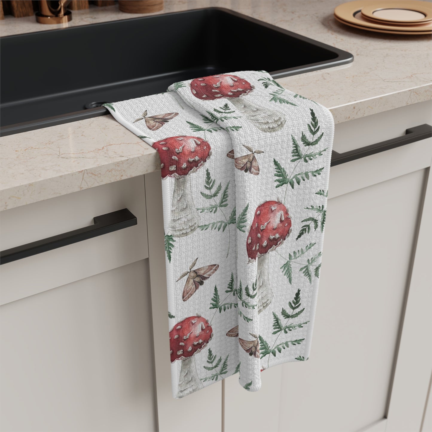 Toadstool Soft Tea Towel, Mushroom Magic Kitchen Towel