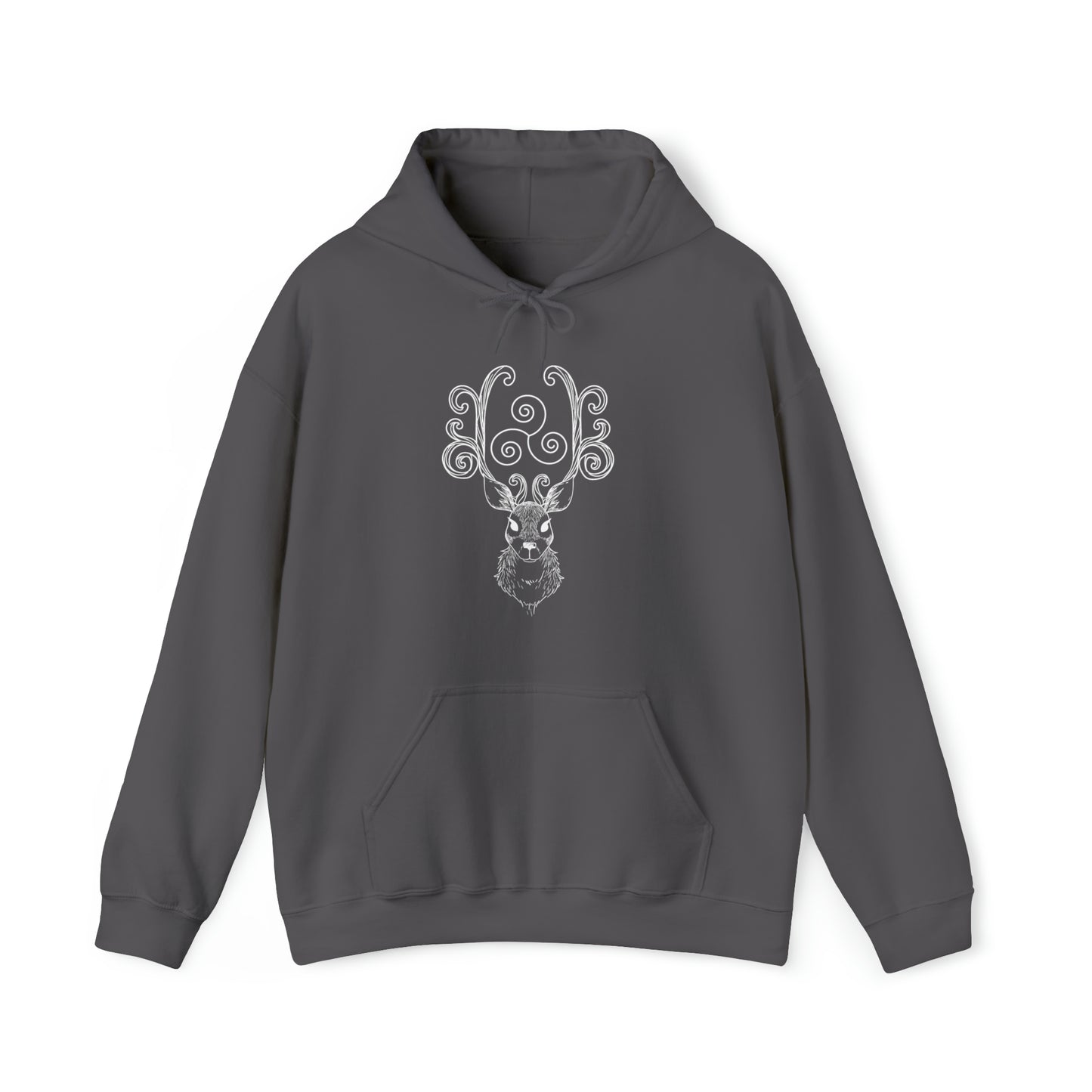 Triskele Stag Unisex Hoodie, Triple Spiral Heavy Blend Hooded Sweatshirt, Magical Deer Hoody