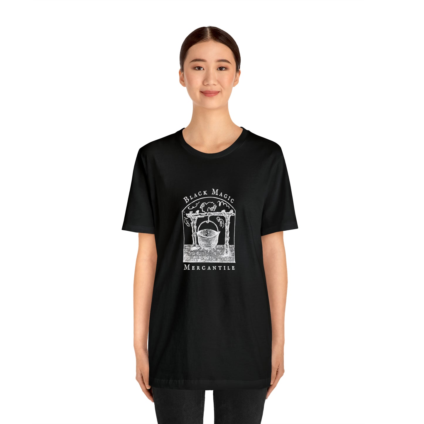 Black Magic Mercantile T-shirt, Vintage Style Witchy Short Sleeve Shirt