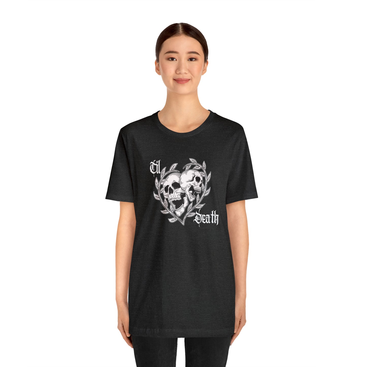 Til Death Skulls T-shirt, Goth Love Skulls and Vines Shirt