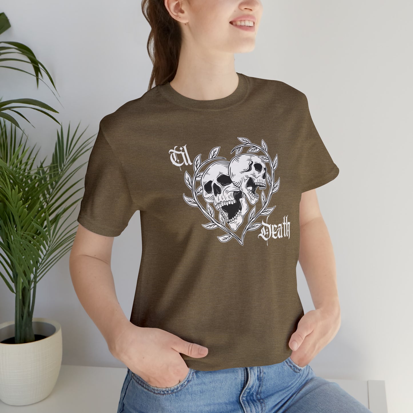 Til Death Skulls T-shirt, Goth Love Skulls and Vines Shirt