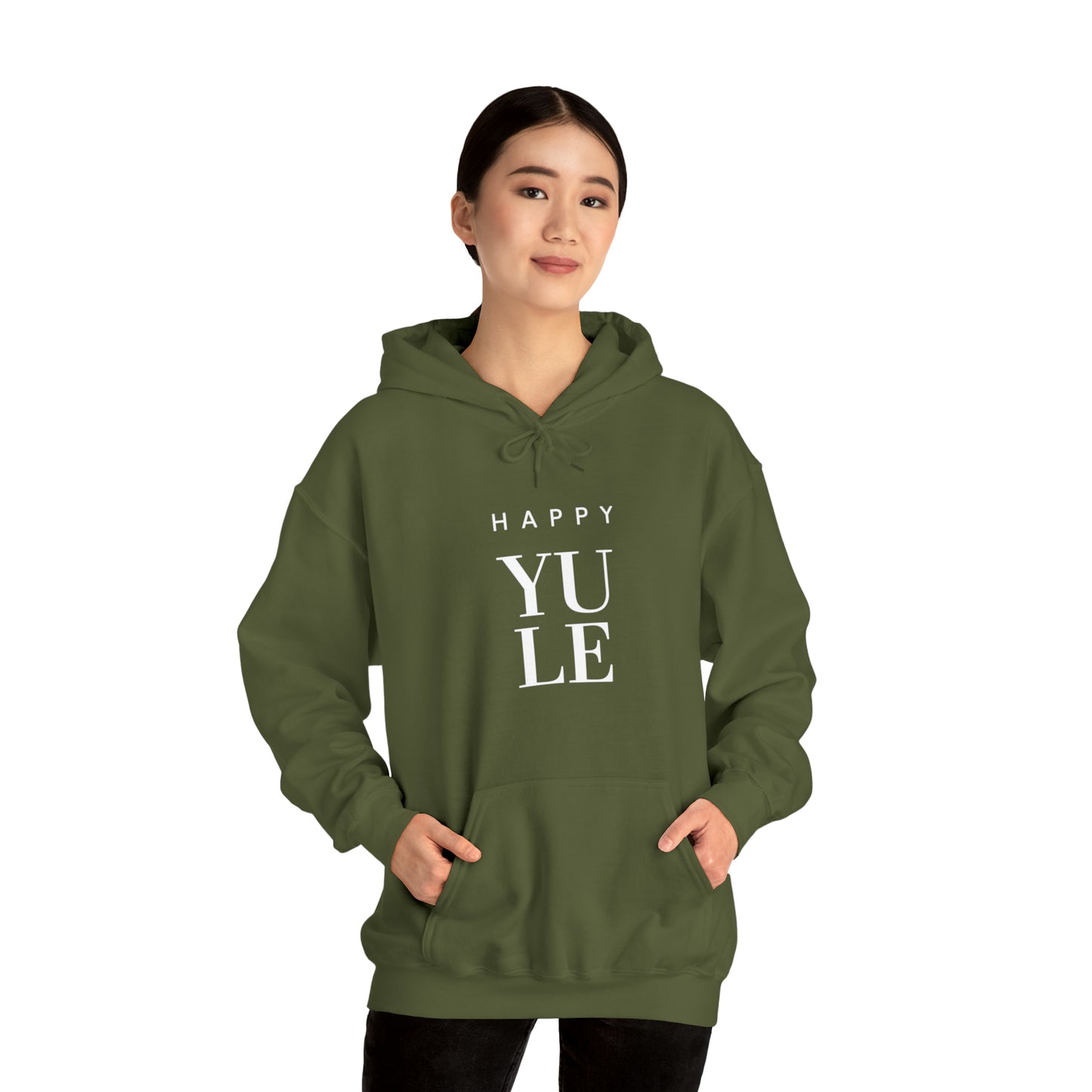 Happy Yule Hoodie, Pagan Holiday Heavy Blend Hooded Sweatshirt