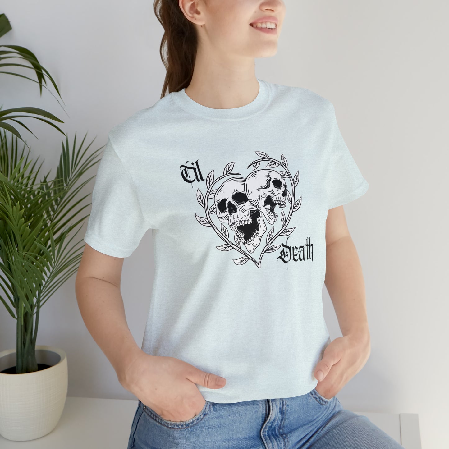 Til Death Skulls T-shirt, Goth Love Skulls and Vines Shirt