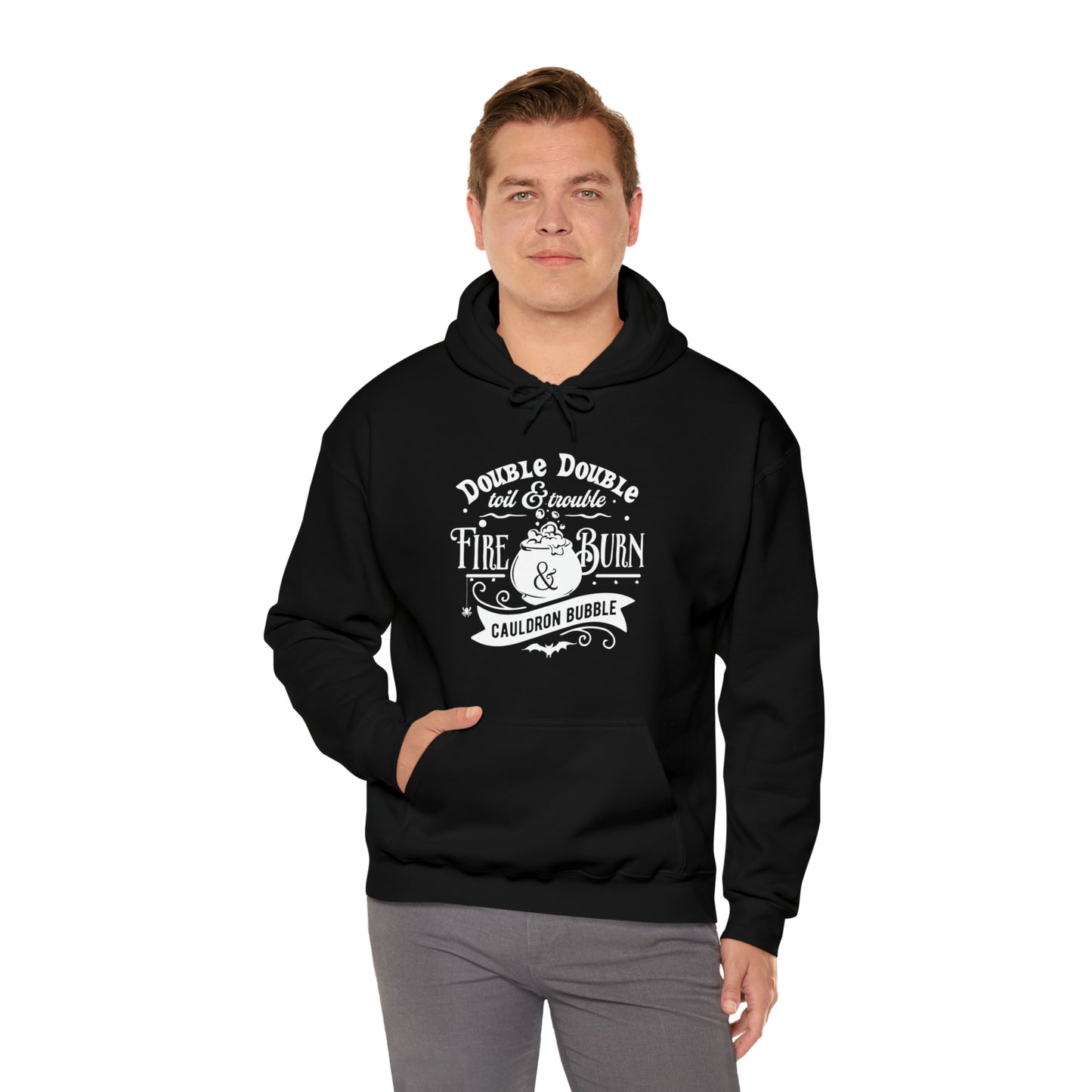 Double, Double Toil and Trouble Hoodie, Witchy Halloween Heavy Blend Hooded Sweatshirt