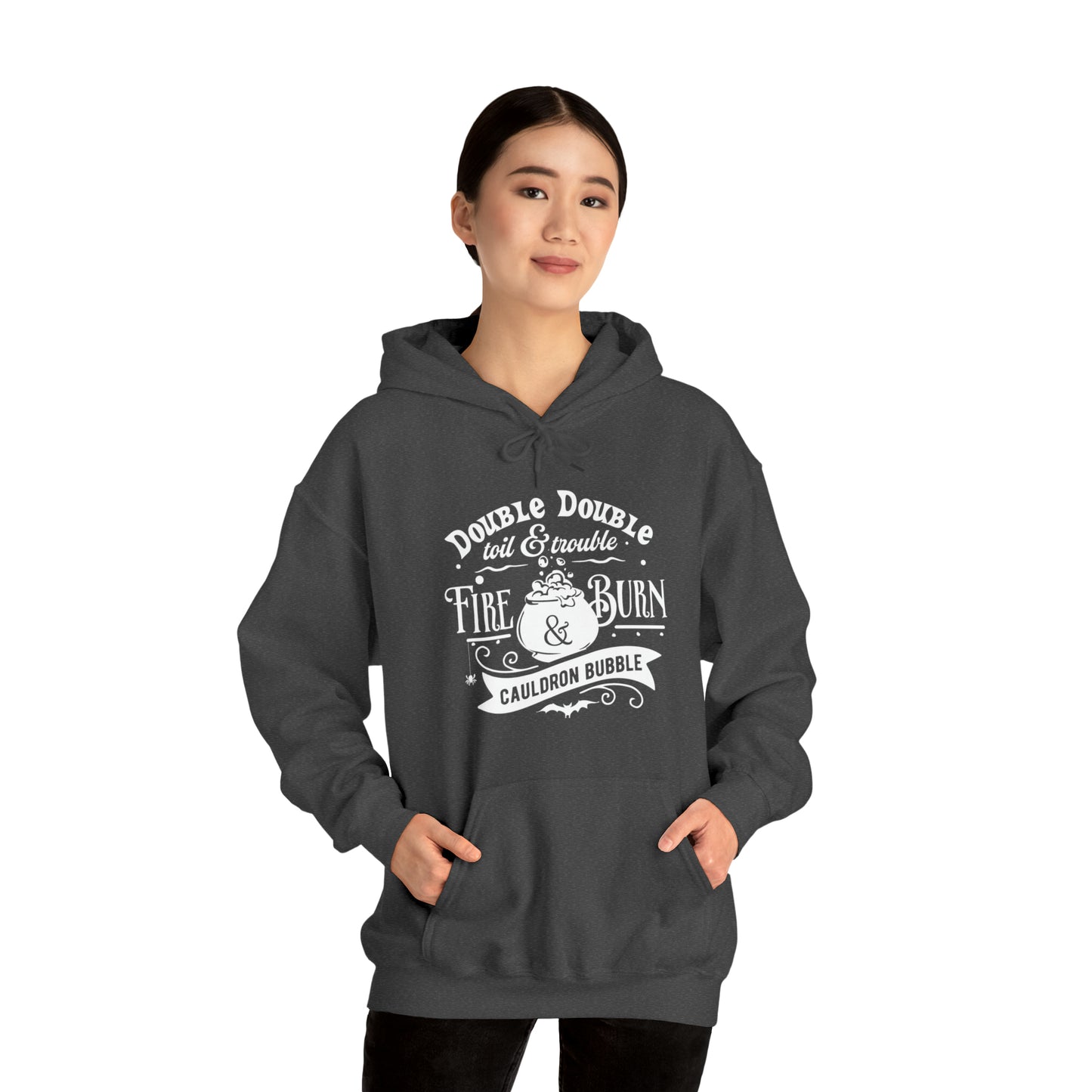 Double, Double Toil and Trouble Hoodie, Witchy Halloween Heavy Blend Hooded Sweatshirt