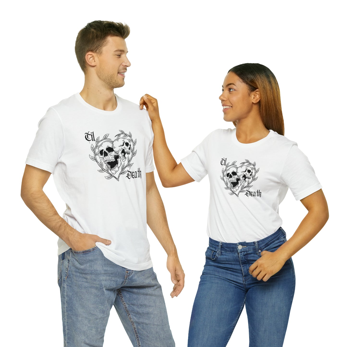 Til Death Skulls T-shirt, Goth Love Skulls and Vines Shirt