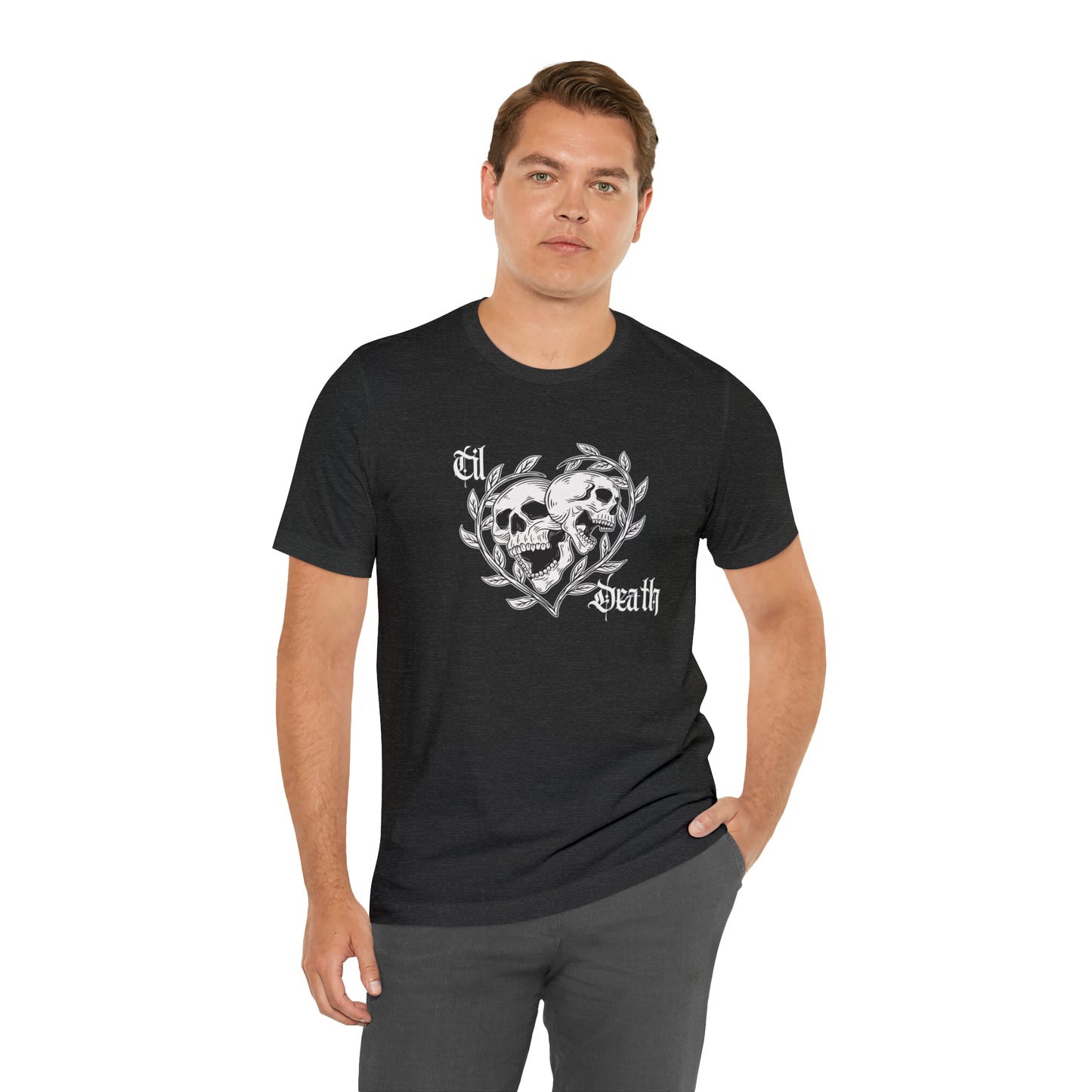 Til Death Skulls T-shirt, Goth Love Skulls and Vines Shirt