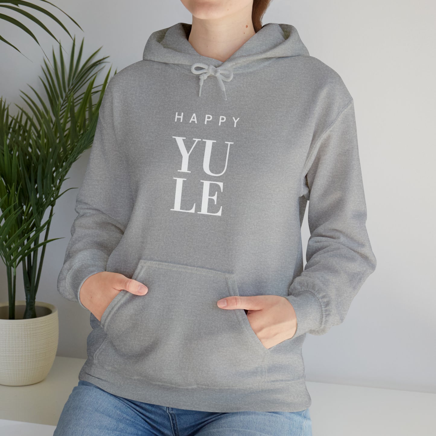 Happy Yule Hoodie, Pagan Holiday Heavy Blend Hooded Sweatshirt