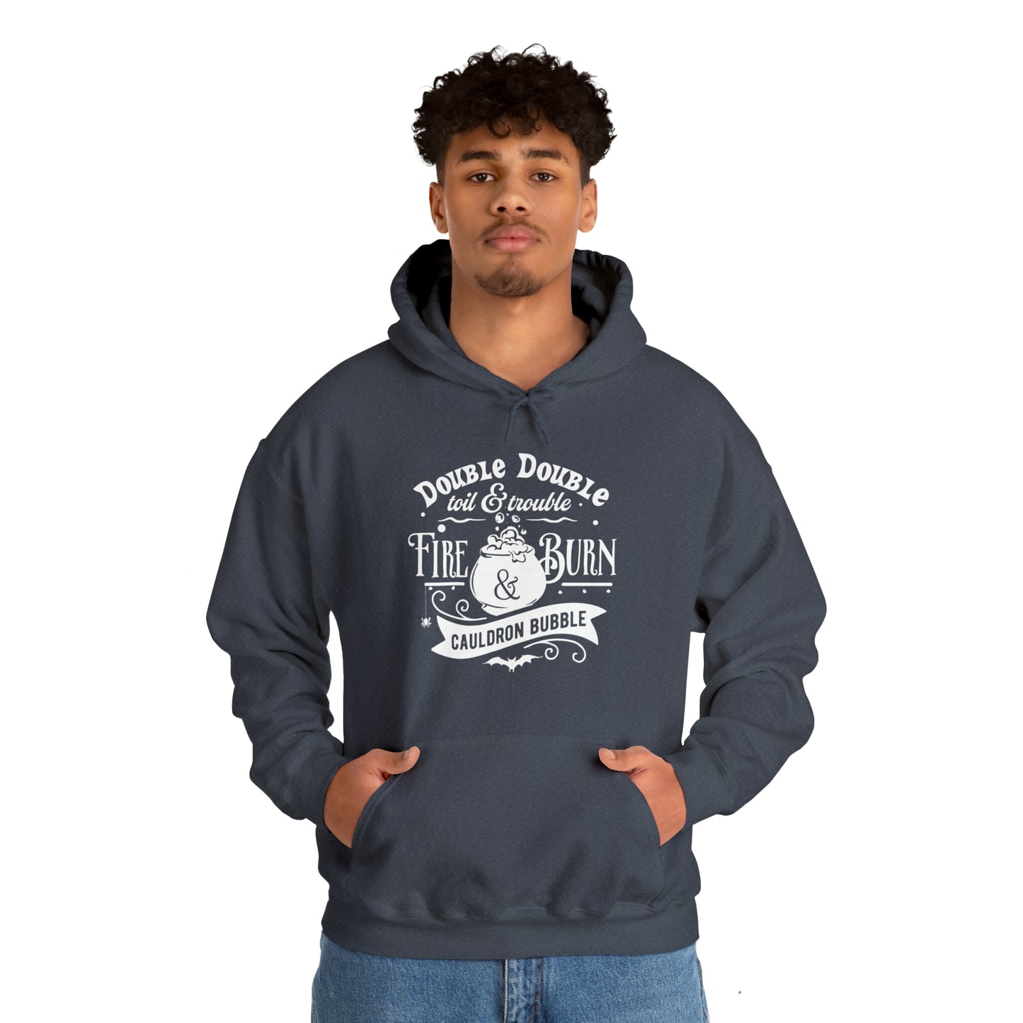 Double, Double Toil and Trouble Hoodie, Witchy Halloween Heavy Blend Hooded Sweatshirt