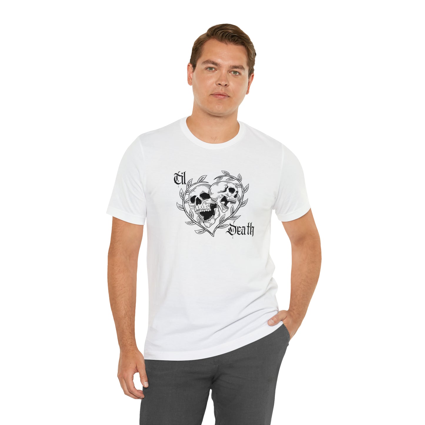 Til Death Skulls T-shirt, Goth Love Skulls and Vines Shirt