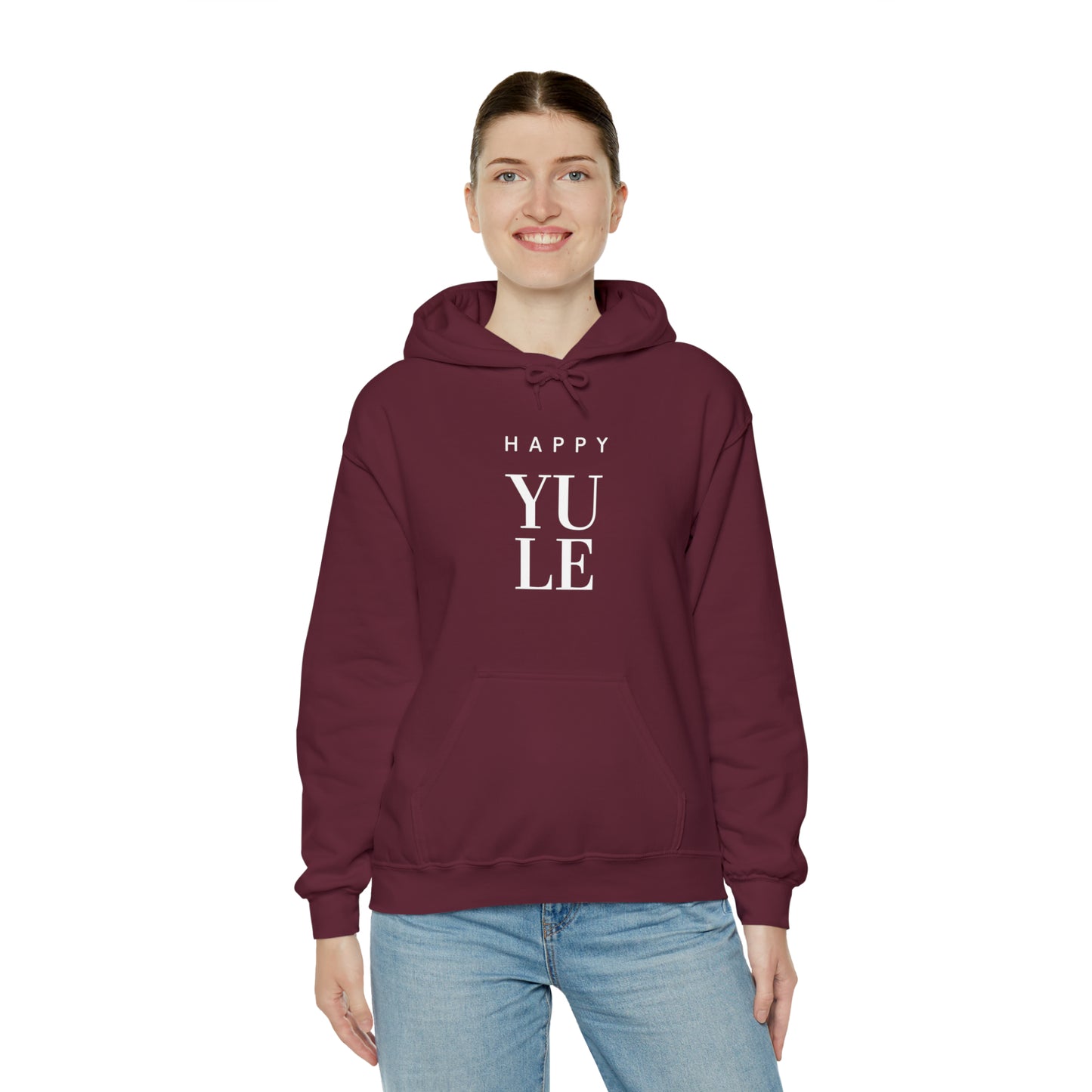 Happy Yule Hoodie, Pagan Holiday Heavy Blend Hooded Sweatshirt