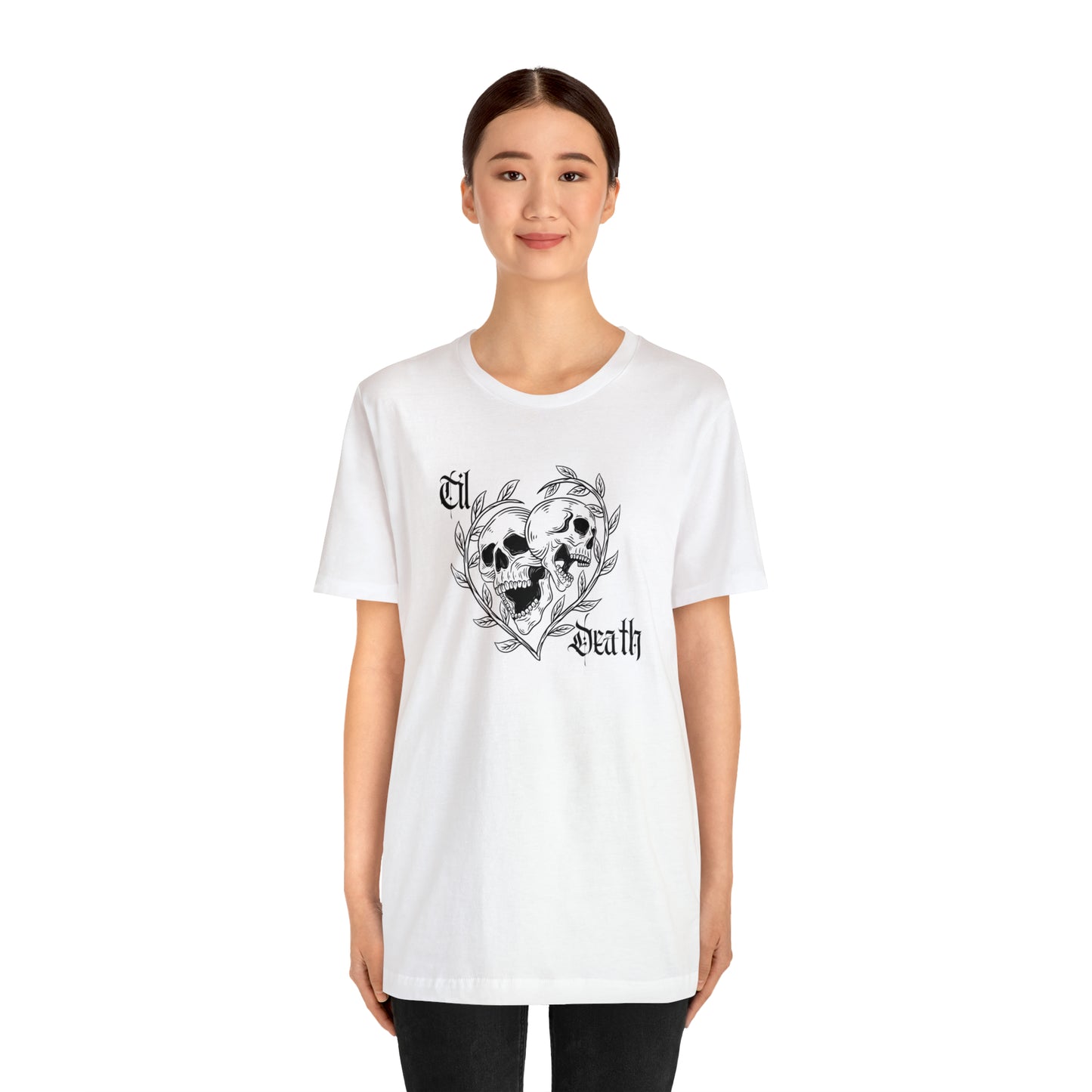 Til Death Skulls T-shirt, Goth Love Skulls and Vines Shirt