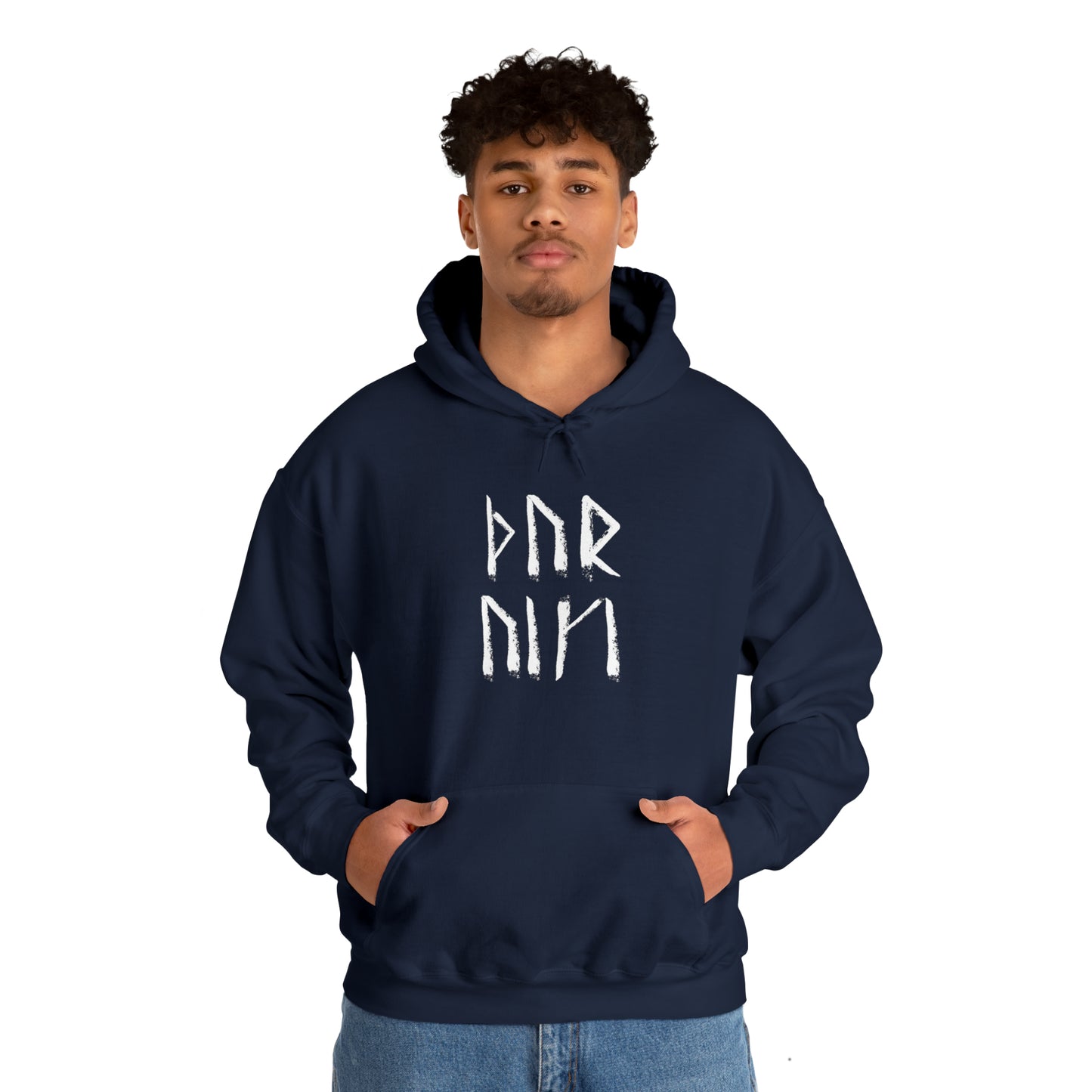 Thor Blessing Rune Hoodie, Younger Futhark Heavy Blend Hooded Sweatshirt, Thor protection inscription from runestones