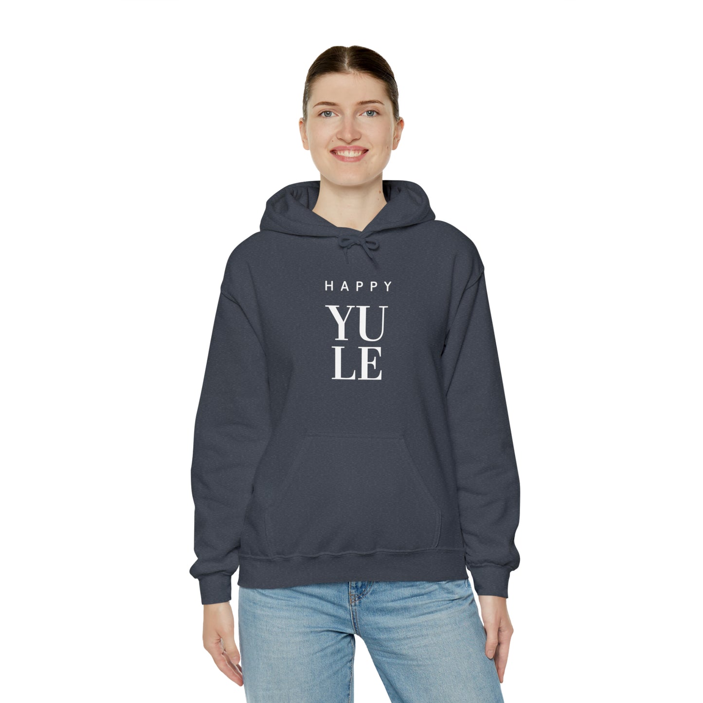 Happy Yule Hoodie, Pagan Holiday Heavy Blend Hooded Sweatshirt