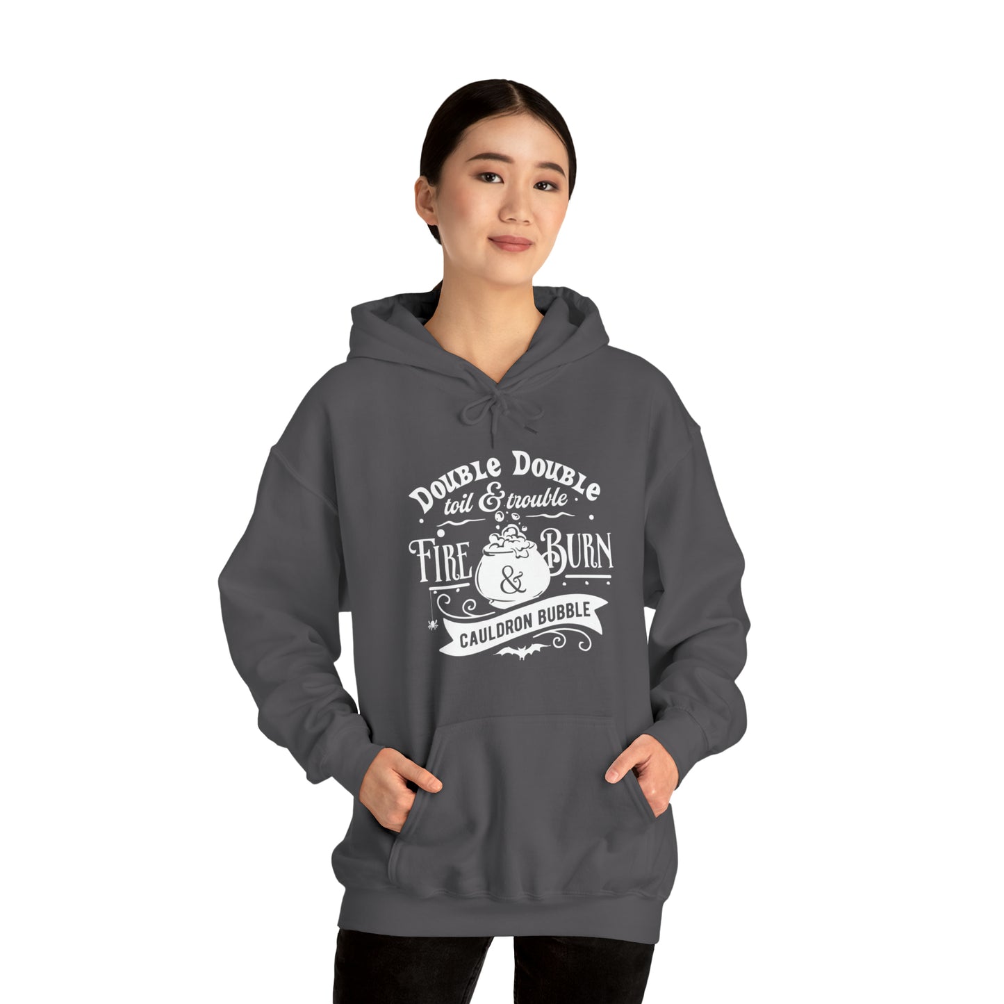 Double, Double Toil and Trouble Hoodie, Witchy Halloween Heavy Blend Hooded Sweatshirt