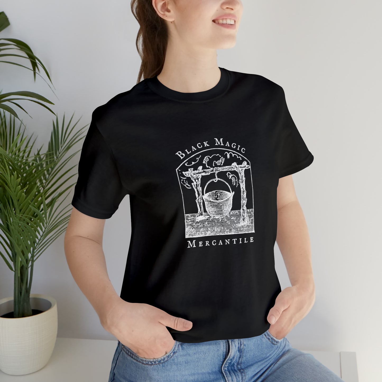 Black Magic Mercantile T-shirt, Vintage Style Witchy Short Sleeve Shirt