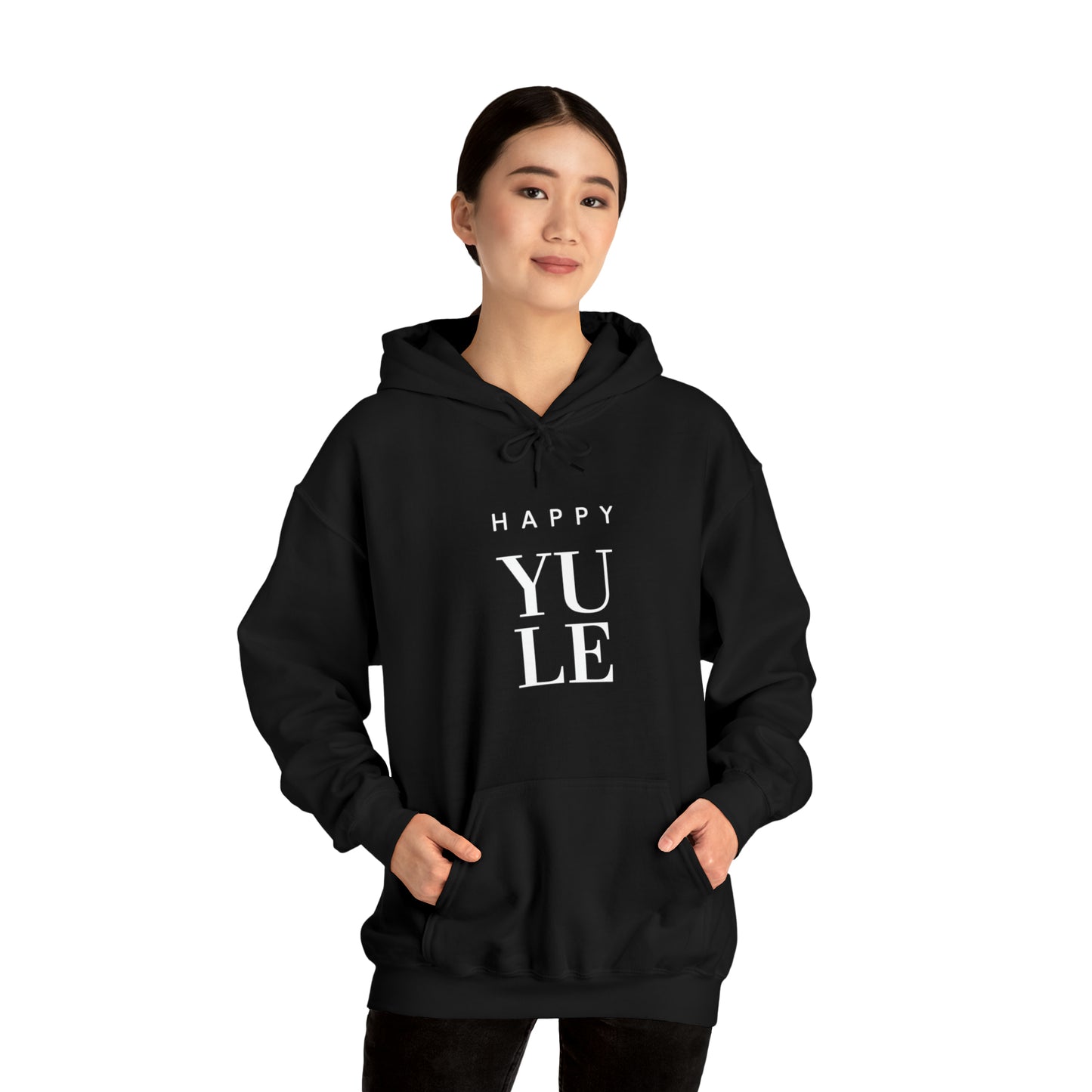 Happy Yule Hoodie, Pagan Holiday Heavy Blend Hooded Sweatshirt