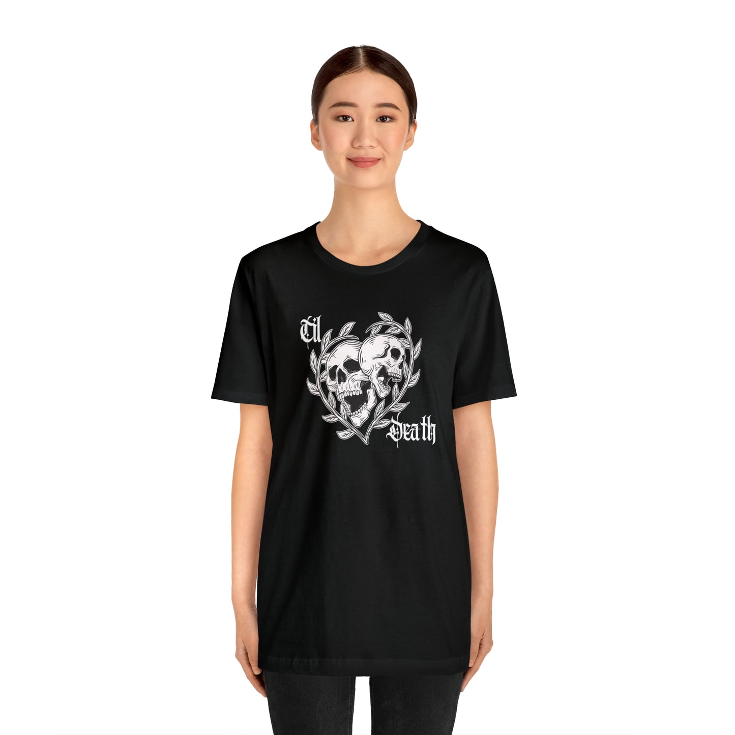 Til Death Skulls T-shirt, Goth Love Skulls and Vines Shirt