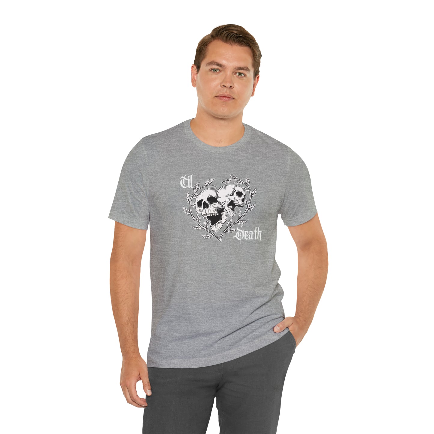 Til Death Skulls T-shirt, Goth Love Skulls and Vines Shirt