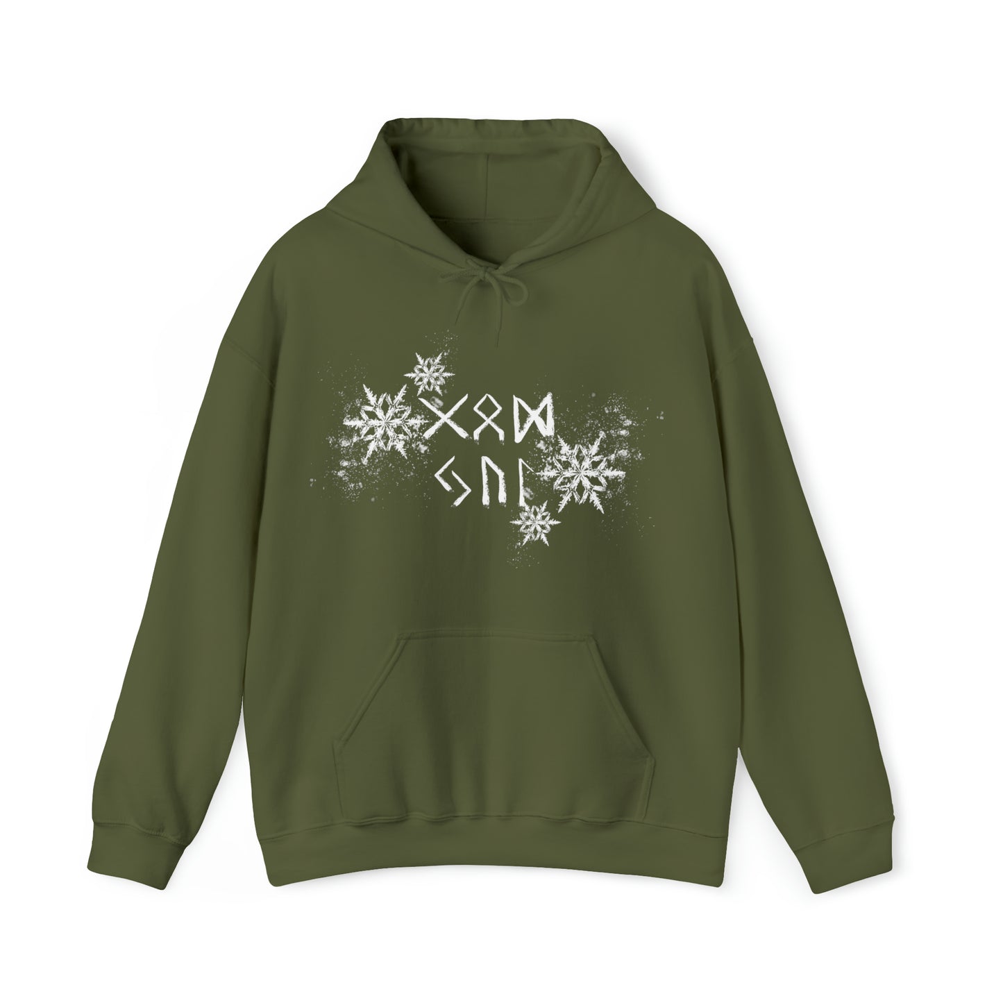 God Jul Runes Unisex Hoodie, Good Yule Heavy Blend Hooded Sweatshirt, Norse Pagan Holiday Pullover Hoody