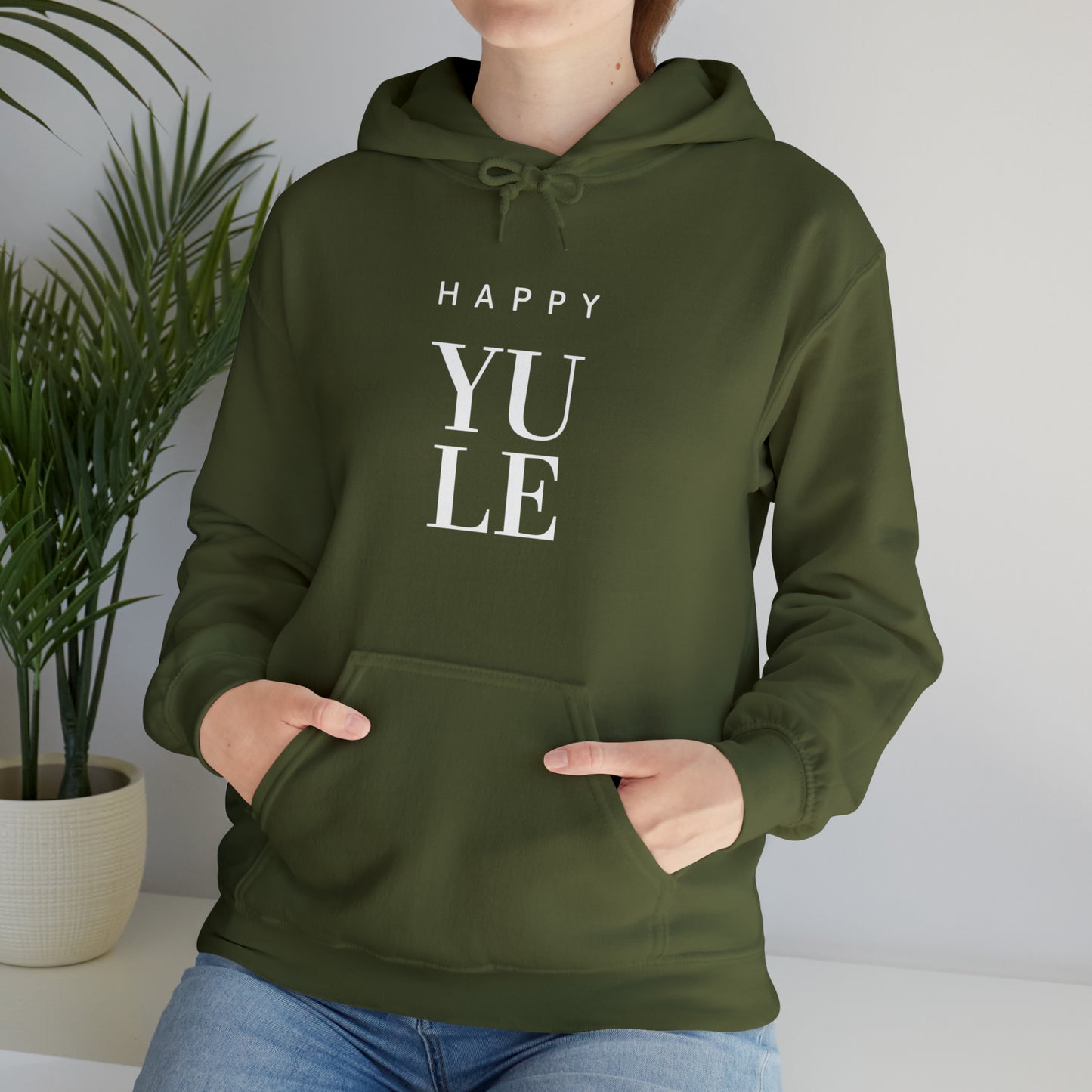 Happy Yule Hoodie, Pagan Holiday Heavy Blend Hooded Sweatshirt