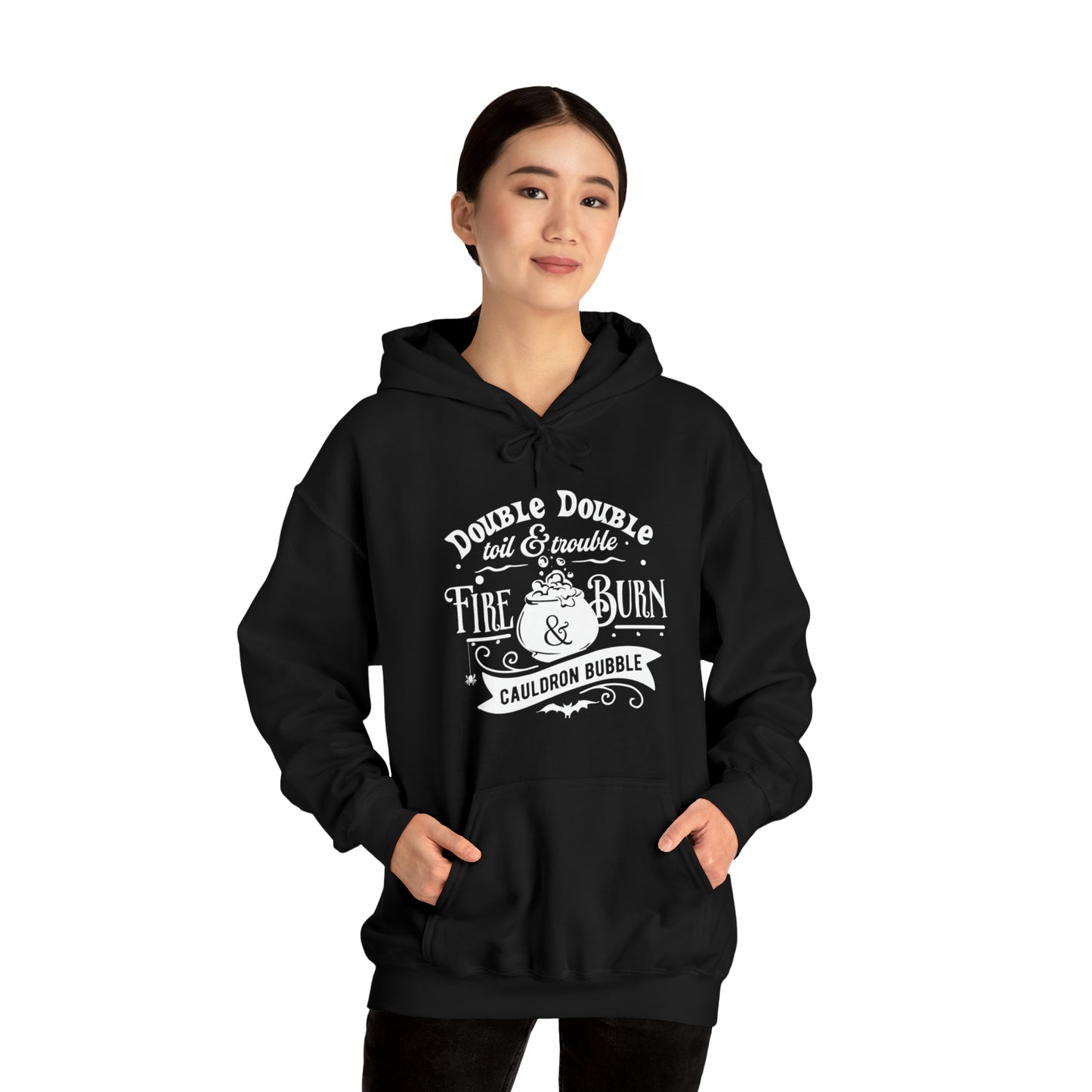 Double, Double Toil and Trouble Hoodie, Witchy Halloween Heavy Blend Hooded Sweatshirt