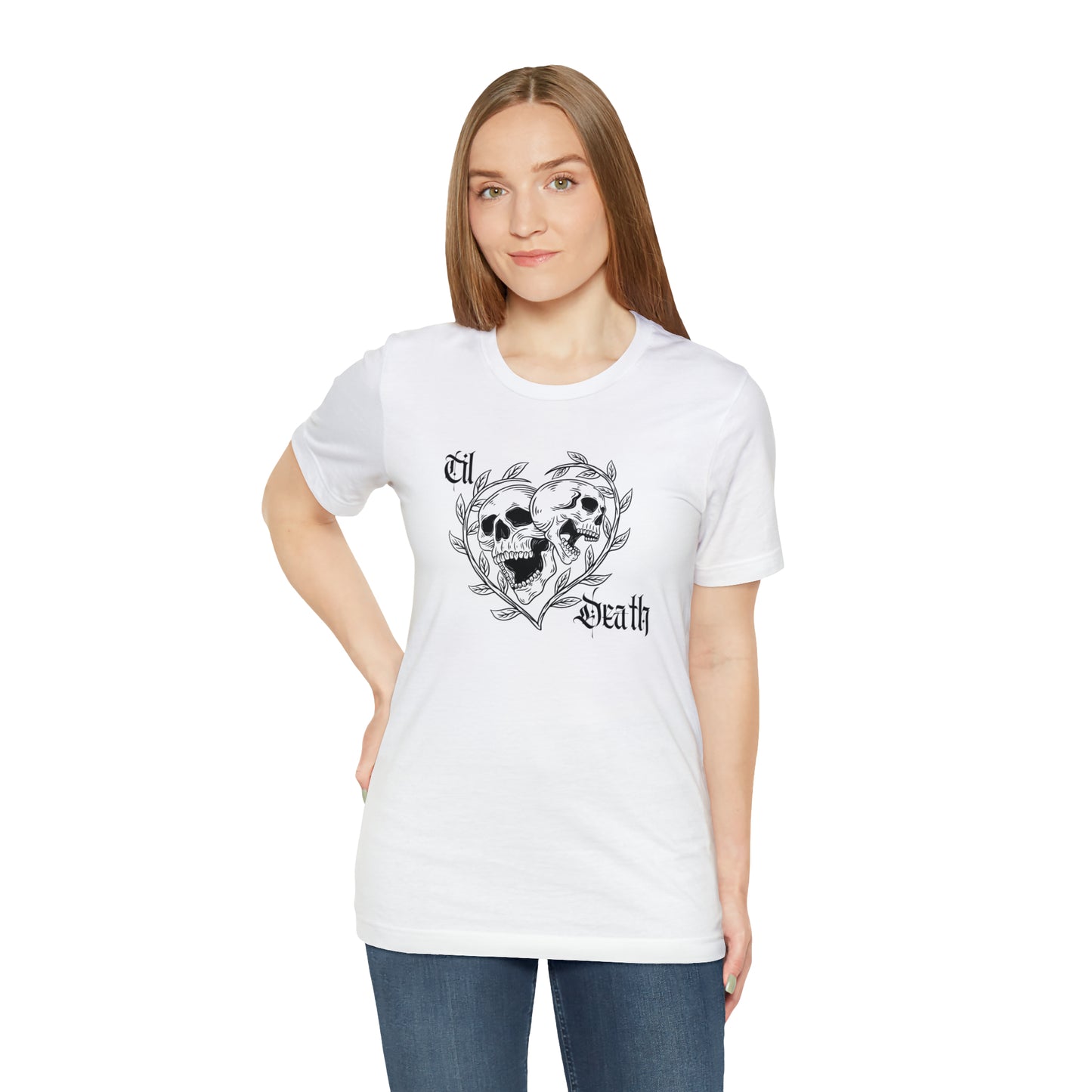 Til Death Skulls T-shirt, Goth Love Skulls and Vines Shirt