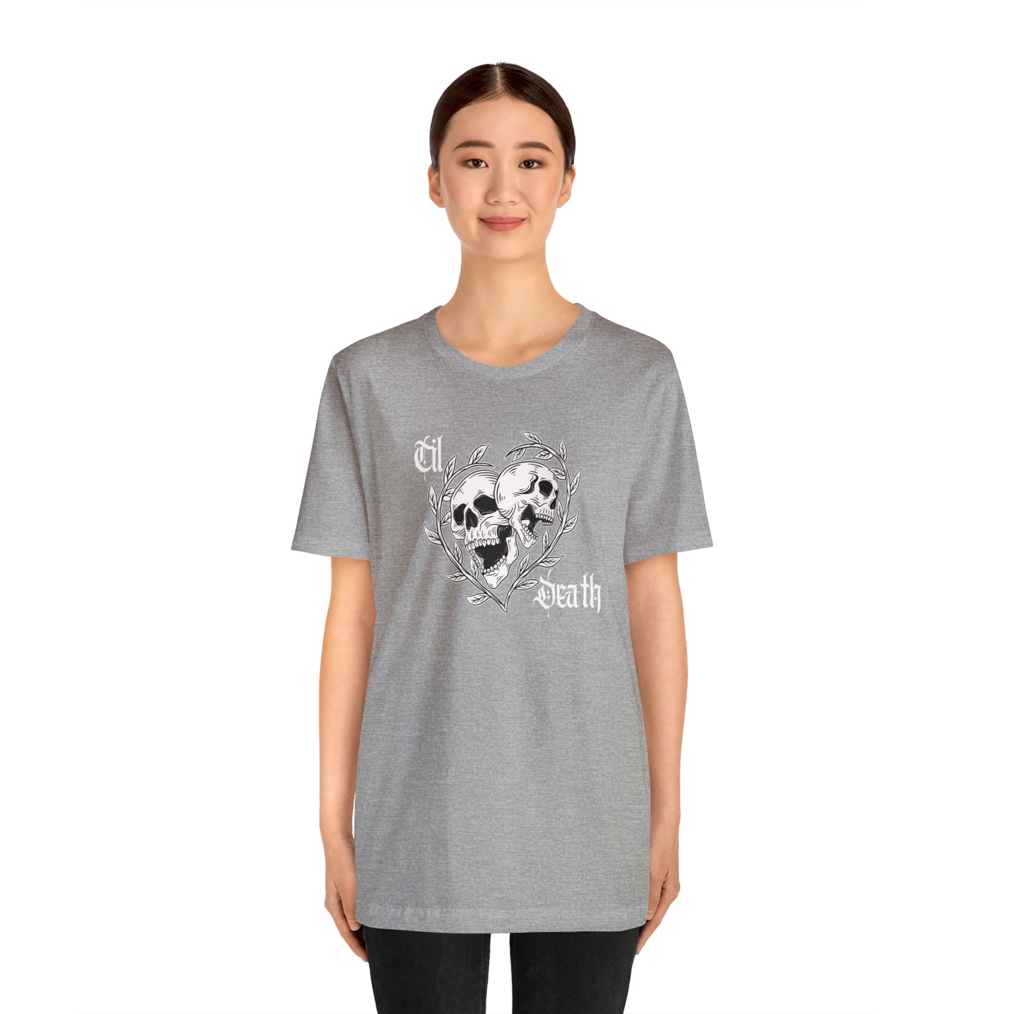 Til Death Skulls T-shirt, Goth Love Skulls and Vines Shirt