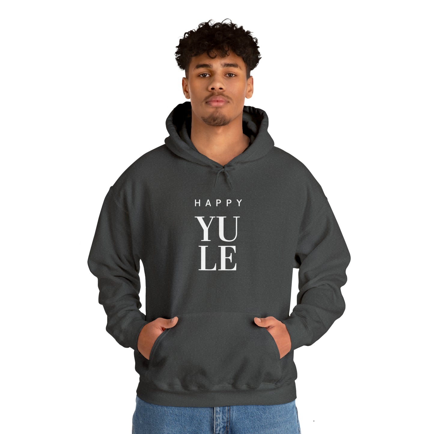 Happy Yule Hoodie, Pagan Holiday Heavy Blend Hooded Sweatshirt