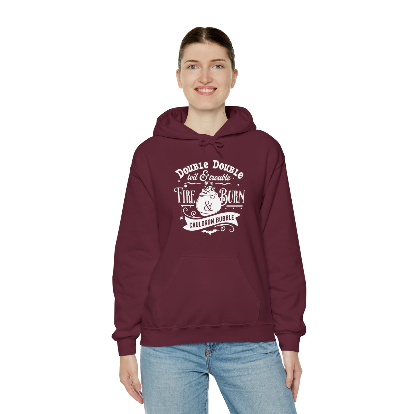 Double, Double Toil and Trouble Hoodie, Witchy Halloween Heavy Blend Hooded Sweatshirt