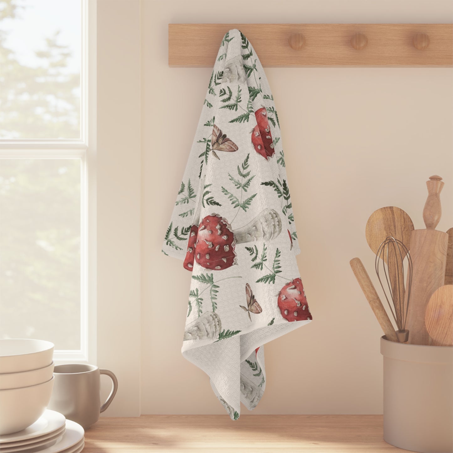 Toadstool Soft Tea Towel, Mushroom Magic Kitchen Towel