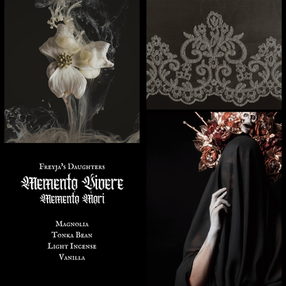 Memento Vivere Perfume; Memento Mori Collection, 30ml EDT : Magnolia, Tonka, Light Incense