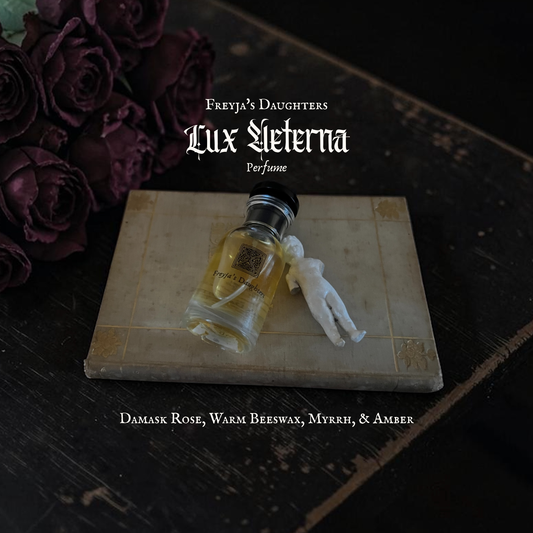 Lux Aeterna Perfume; Memento Mori Collection, 30ml EDP : Rose, Beeswax, Myrrh