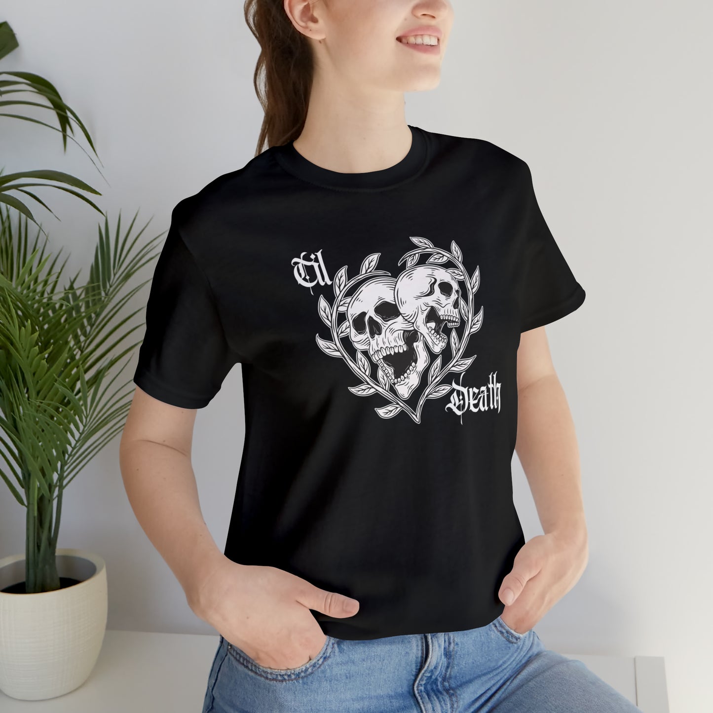 Til Death Skulls T-shirt, Goth Love Skulls and Vines Shirt