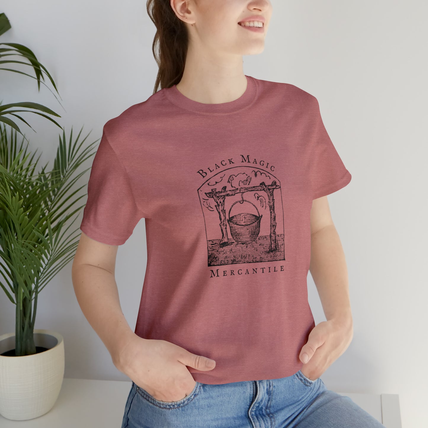 Black Magic Mercantile T-shirt, Vintage Style Witchy Short Sleeve Shirt