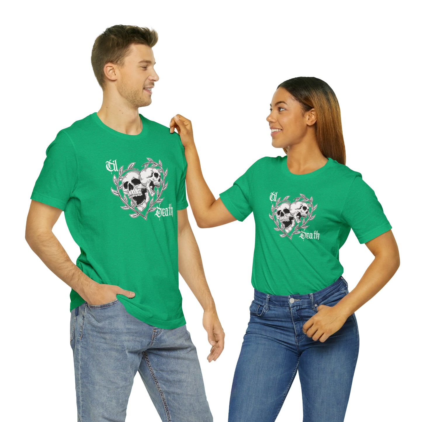 Til Death Skulls T-shirt, Goth Love Skulls and Vines Shirt