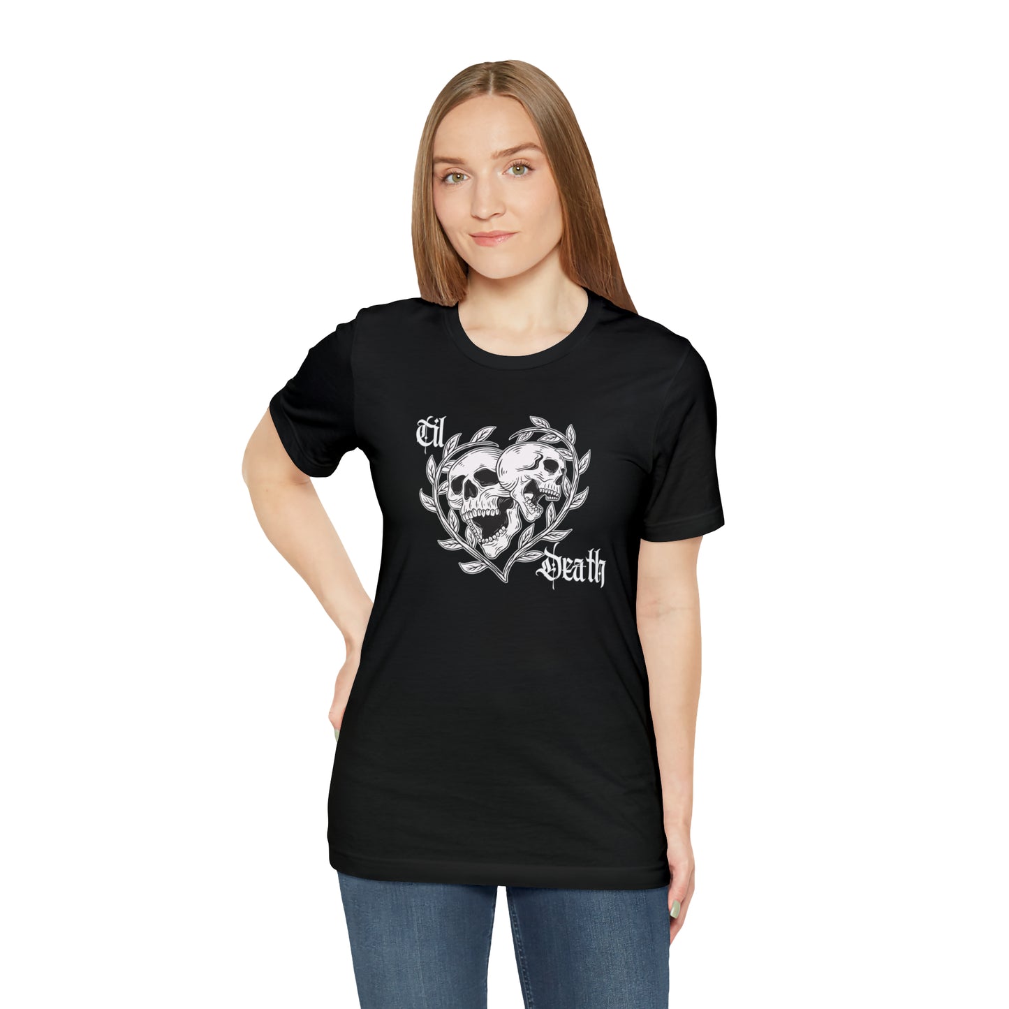 Til Death Skulls T-shirt, Goth Love Skulls and Vines Shirt