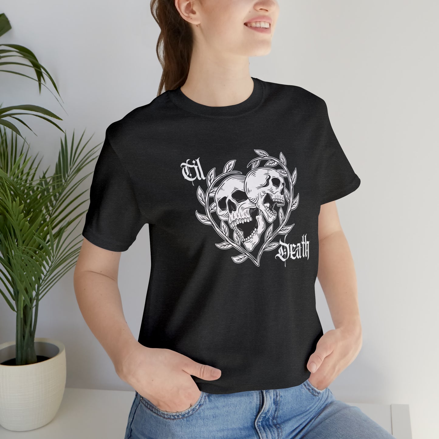 Til Death Skulls T-shirt, Goth Love Skulls and Vines Shirt