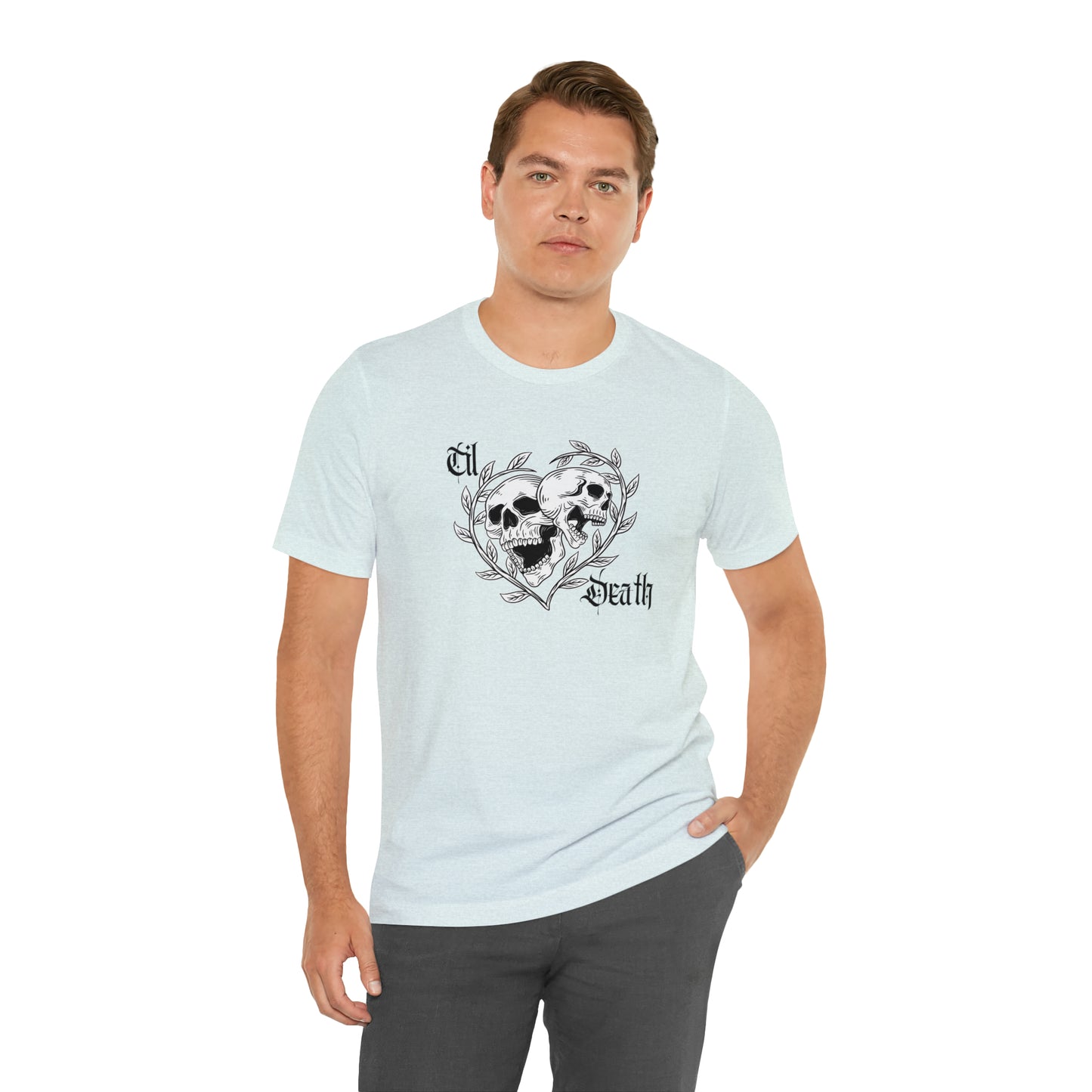 Til Death Skulls T-shirt, Goth Love Skulls and Vines Shirt