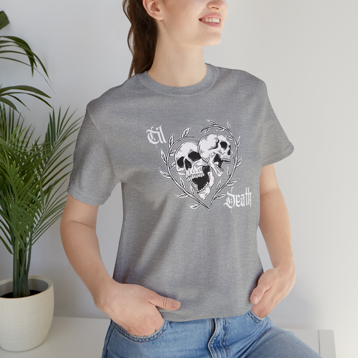 Til Death Skulls T-shirt, Goth Love Skulls and Vines Shirt