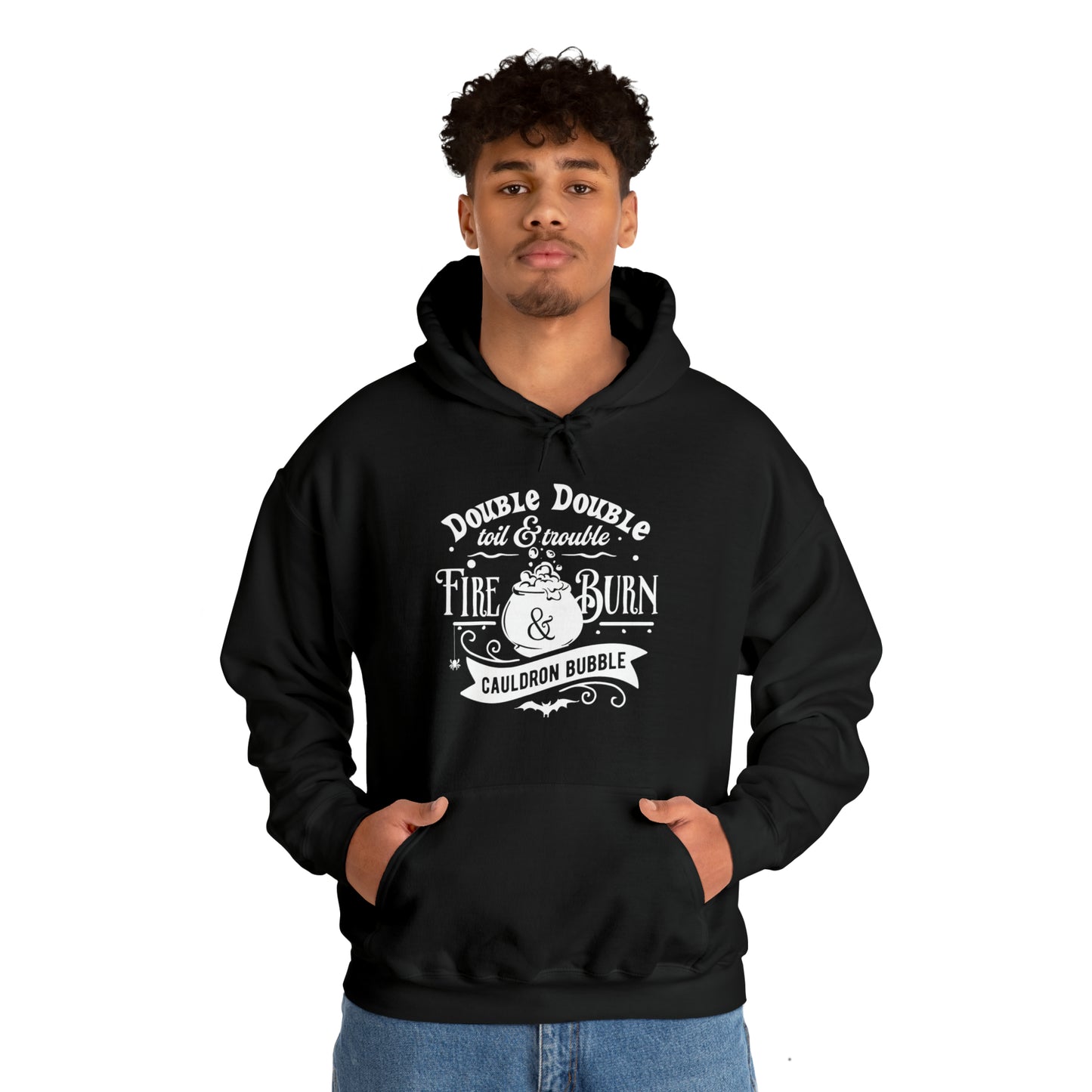 Double, Double Toil and Trouble Hoodie, Witchy Halloween Heavy Blend Hooded Sweatshirt