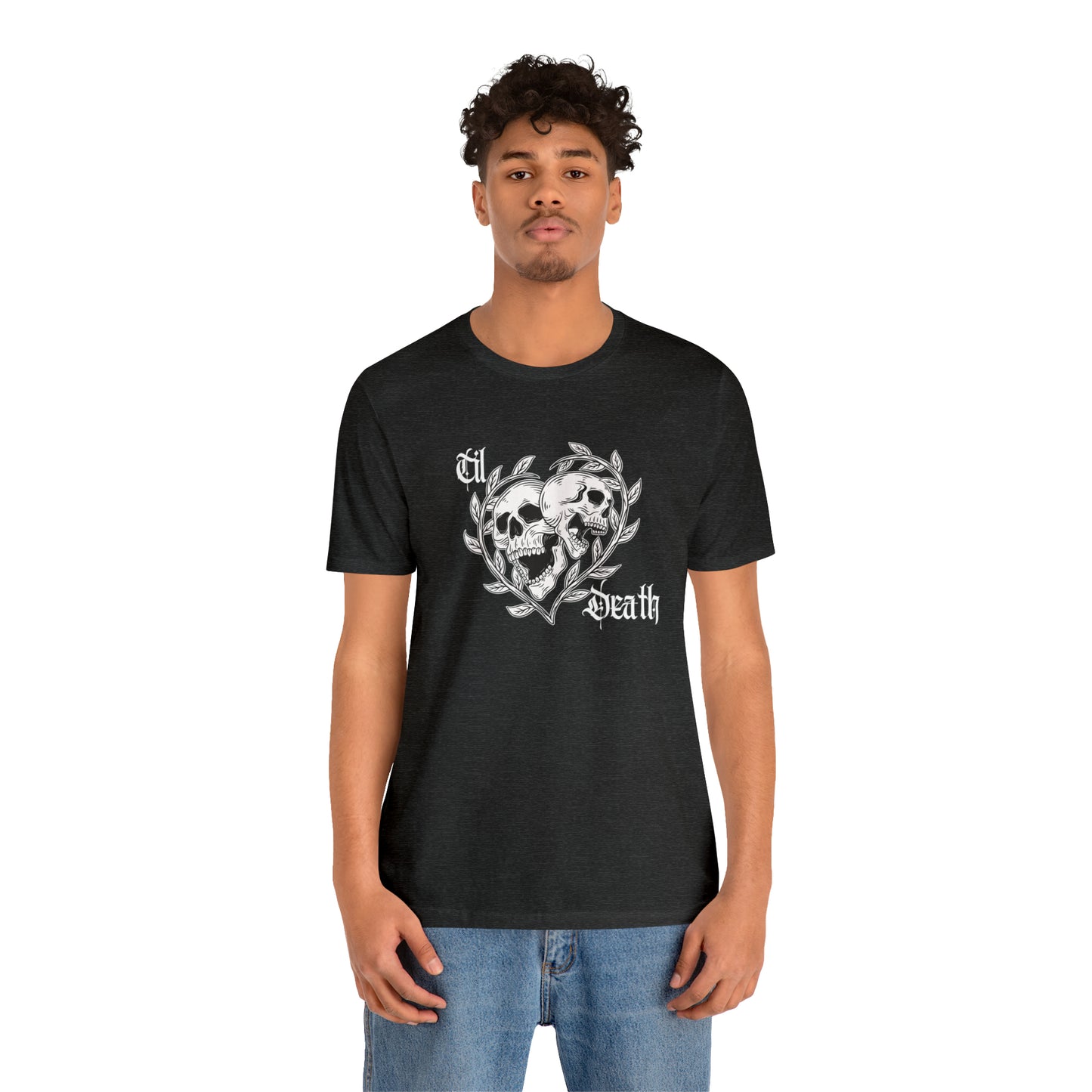 Til Death Skulls T-shirt, Goth Love Skulls and Vines Shirt