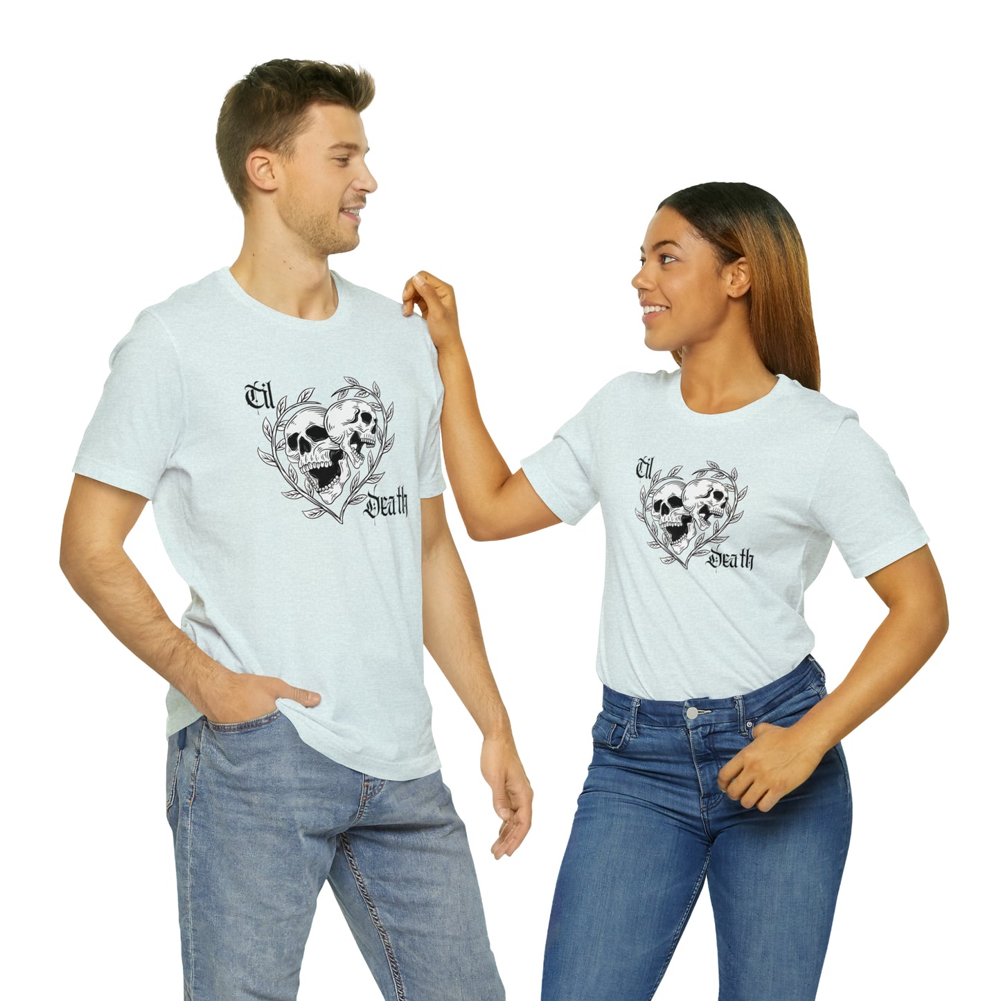 Til Death Skulls T-shirt, Goth Love Skulls and Vines Shirt