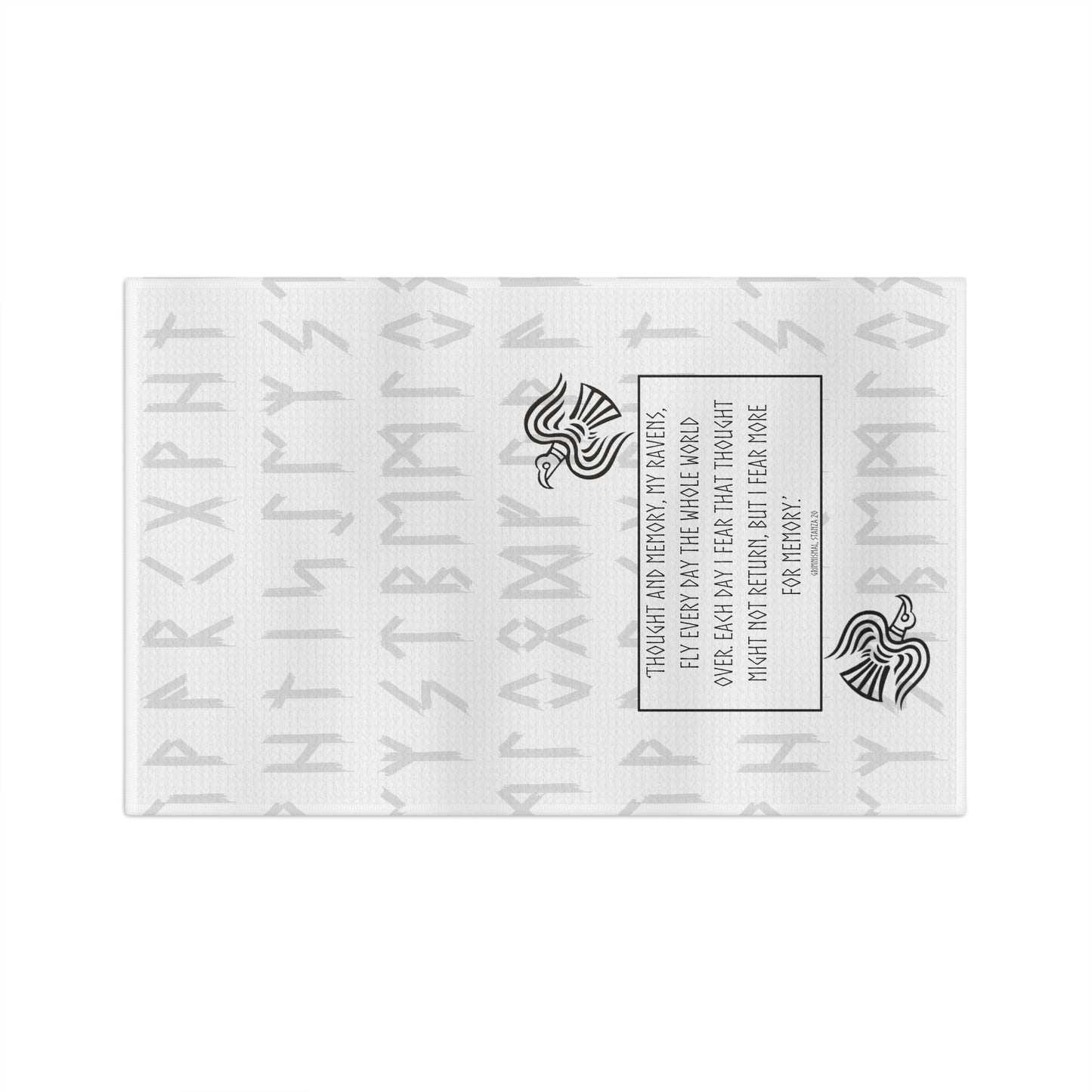 Huginn and Muninn Kitchen Towel, Runes w Ravens Grimnismal Soft Tea Towel, Odin's words