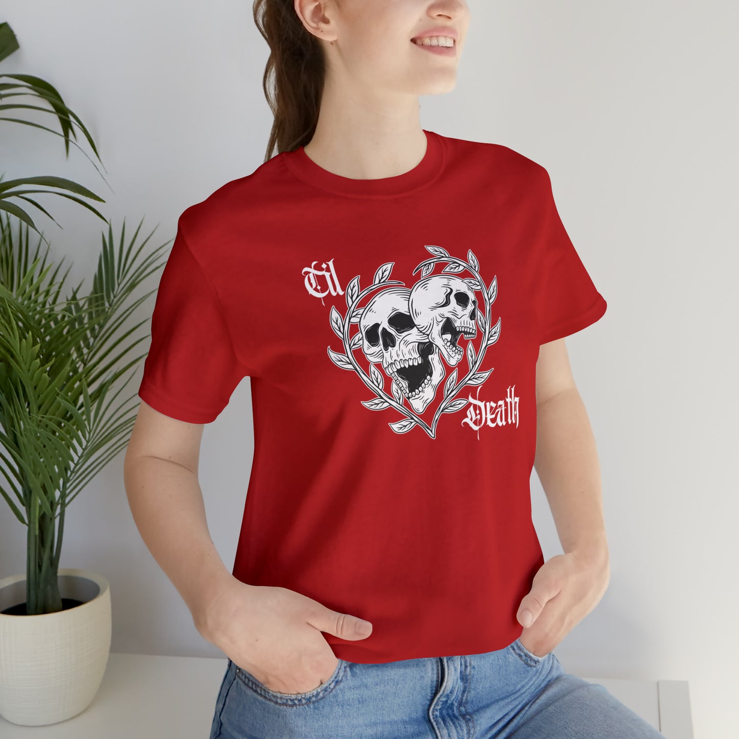 Til Death Skulls T-shirt, Goth Love Skulls and Vines Shirt